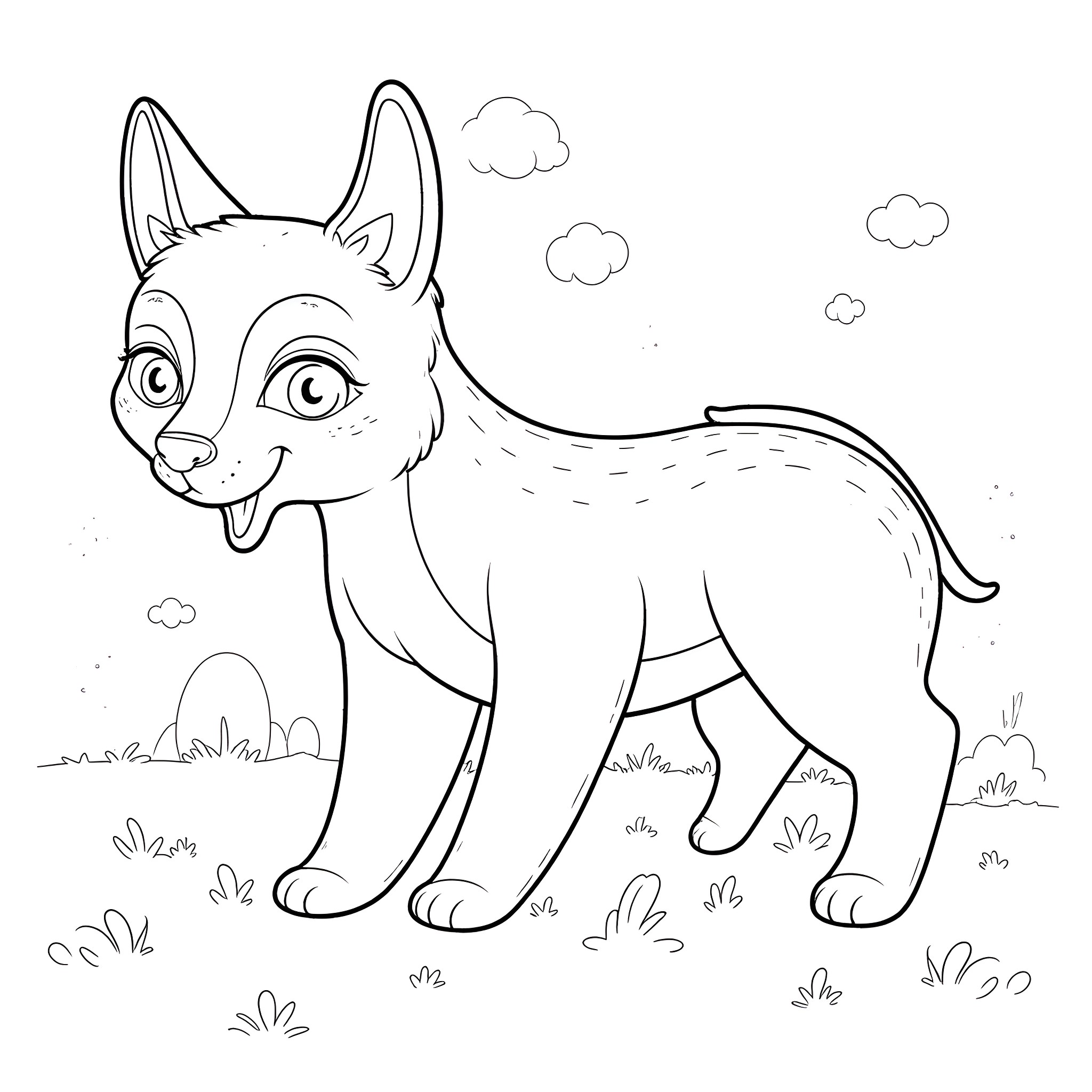 Math Fun with Playful Puppy Antics Coloring Page (free black-and-white line drawing printable PDF for all, from beginners to advanced learners, including children, teens, adults, and seniors)