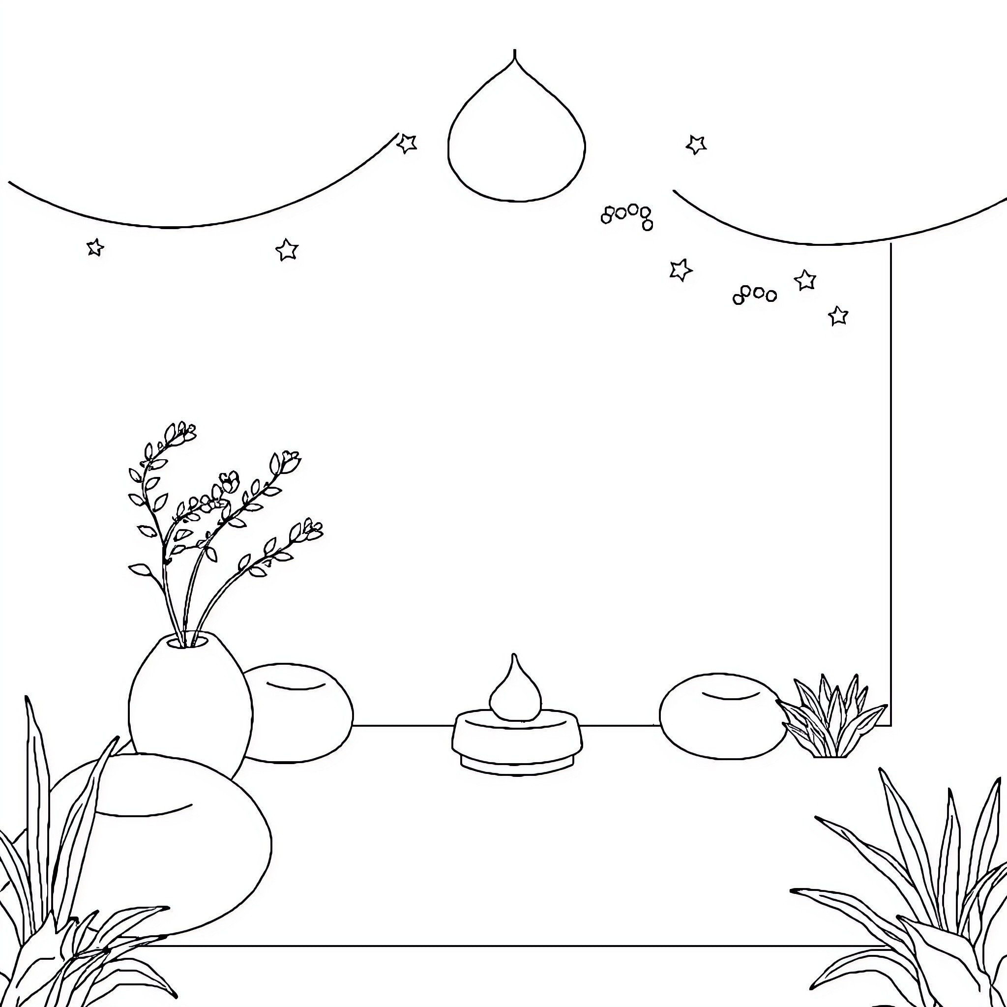 Mindfulness in nature's serenity Coloring Page (free black-and-white line drawing printable PDF for all, from beginners to advanced learners, including children, teens, adults, and seniors)