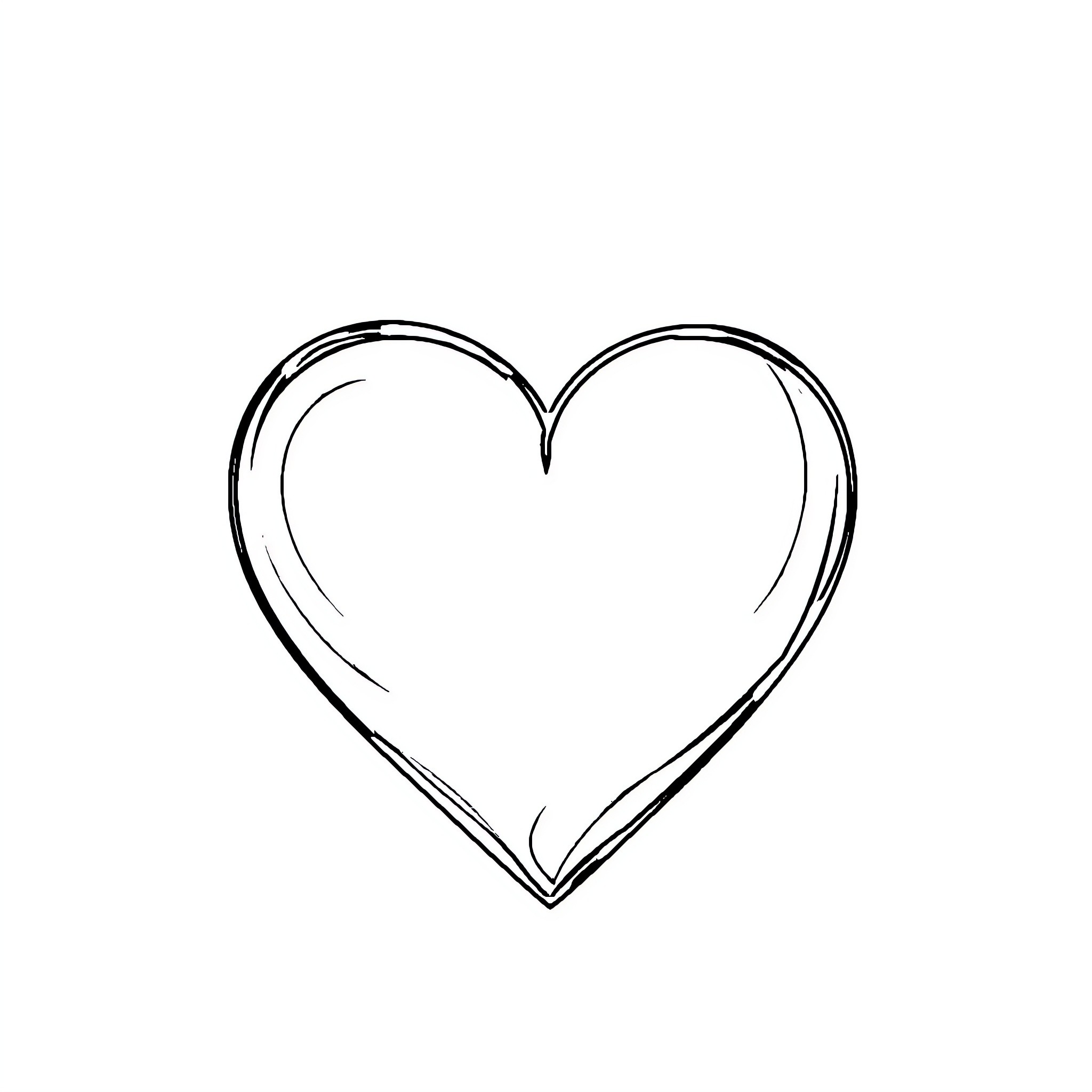 Heart Sketch - Simplistic Love Symbol Coloring Page (free black-and-white line drawing printable PDF for all, from beginners to advanced learners, including children, teens, adults, and seniors)