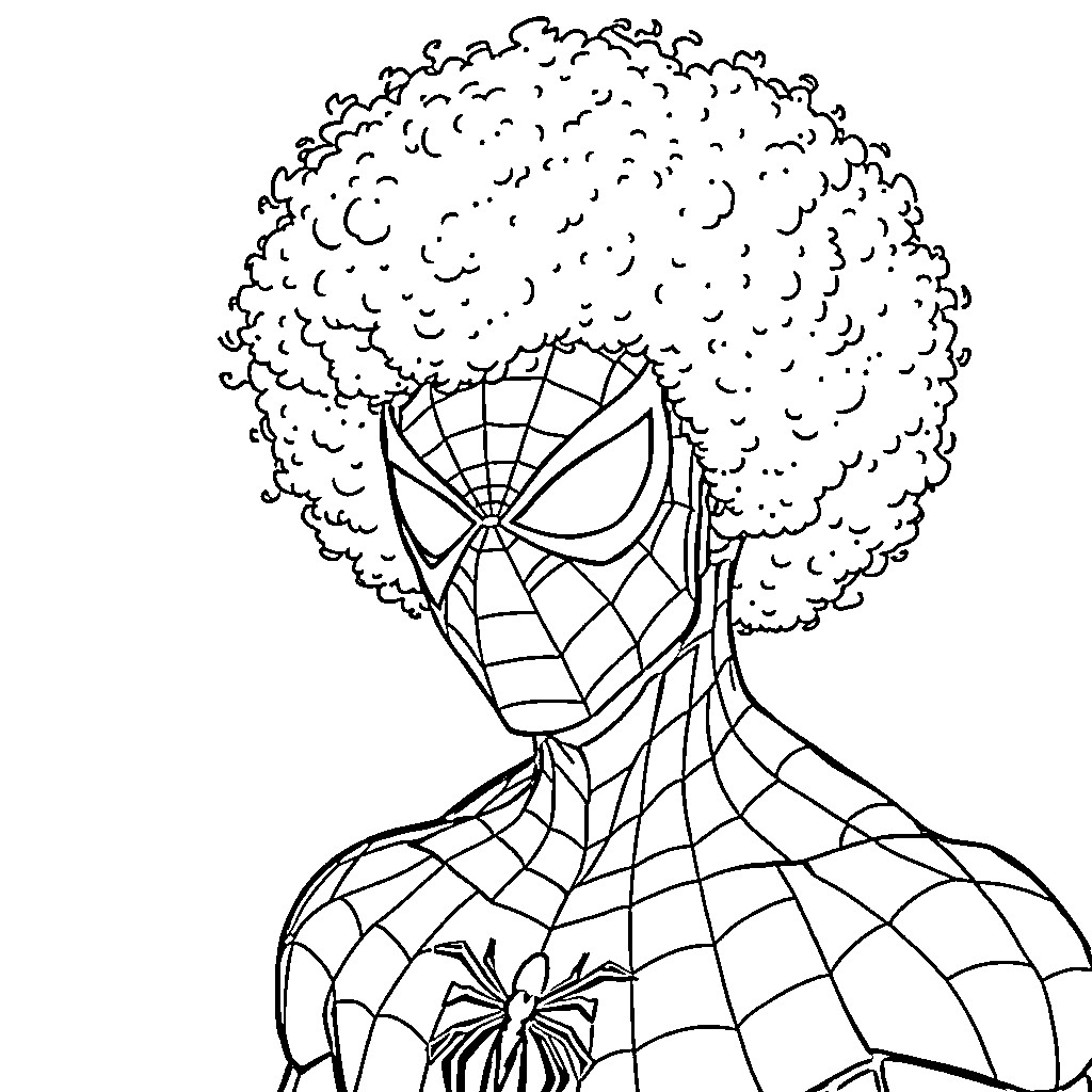 Spiderman with Iconic Costume and Webbing Coloring Page (free black-and-white line drawing printable PDF for all, from beginners to advanced learners, including children, teens, adults, and seniors)