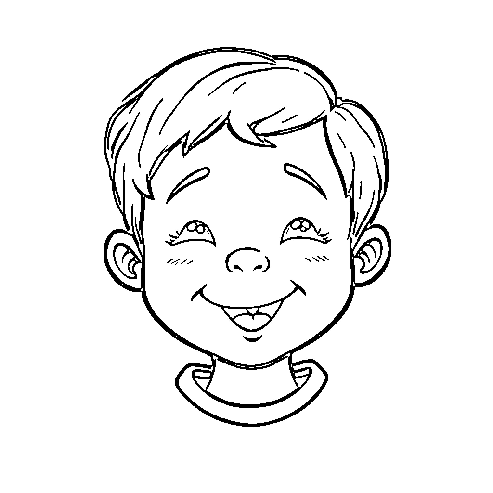 Kid with a cheerful expression Coloring Page (free black-and-white line drawing printable PDF for all, from beginners to advanced learners, including children, teens, adults, and seniors)