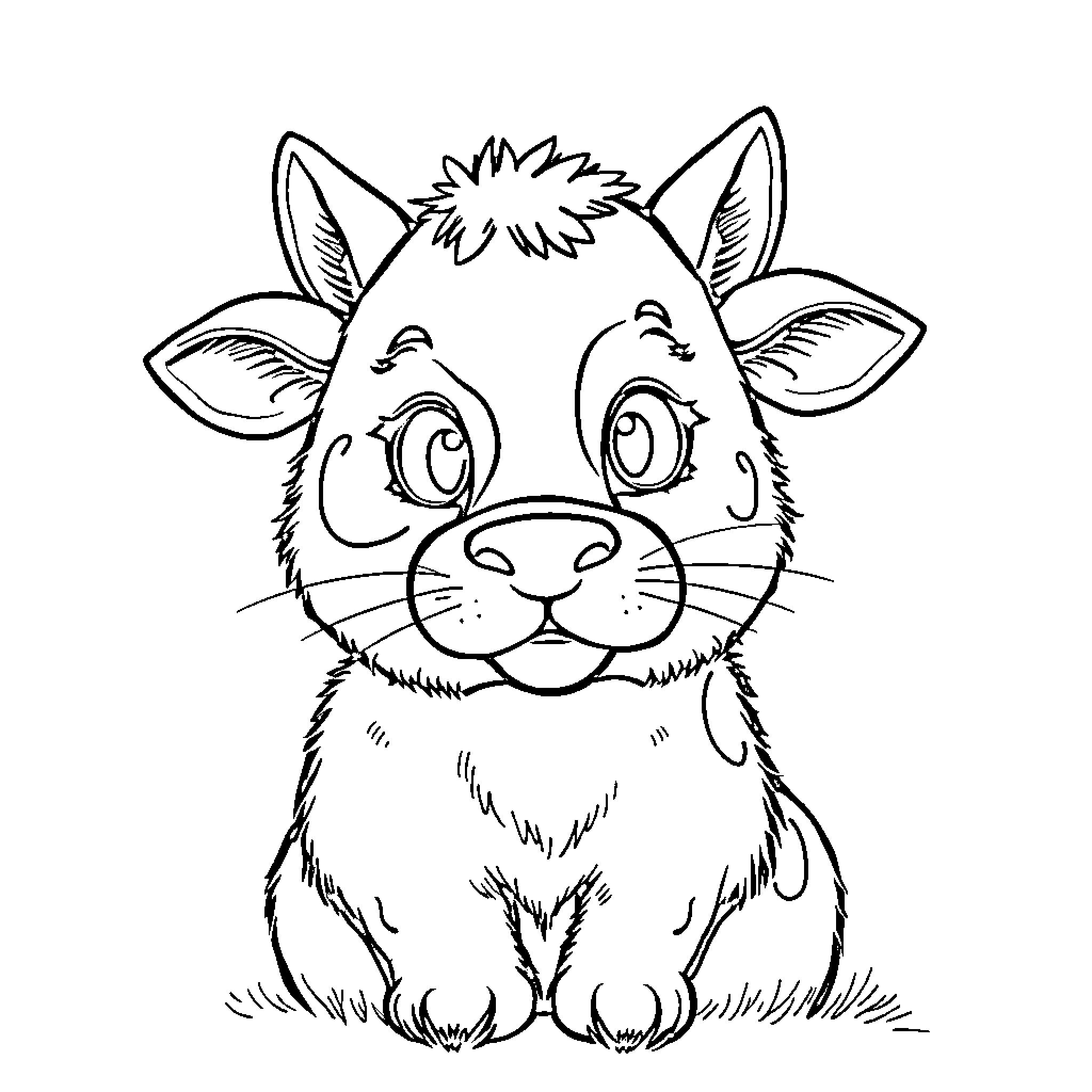 Cat looking cute and curious Coloring Page (free black-and-white line drawing printable PDF for all, from beginners to advanced learners, including children, teens, adults, and seniors)