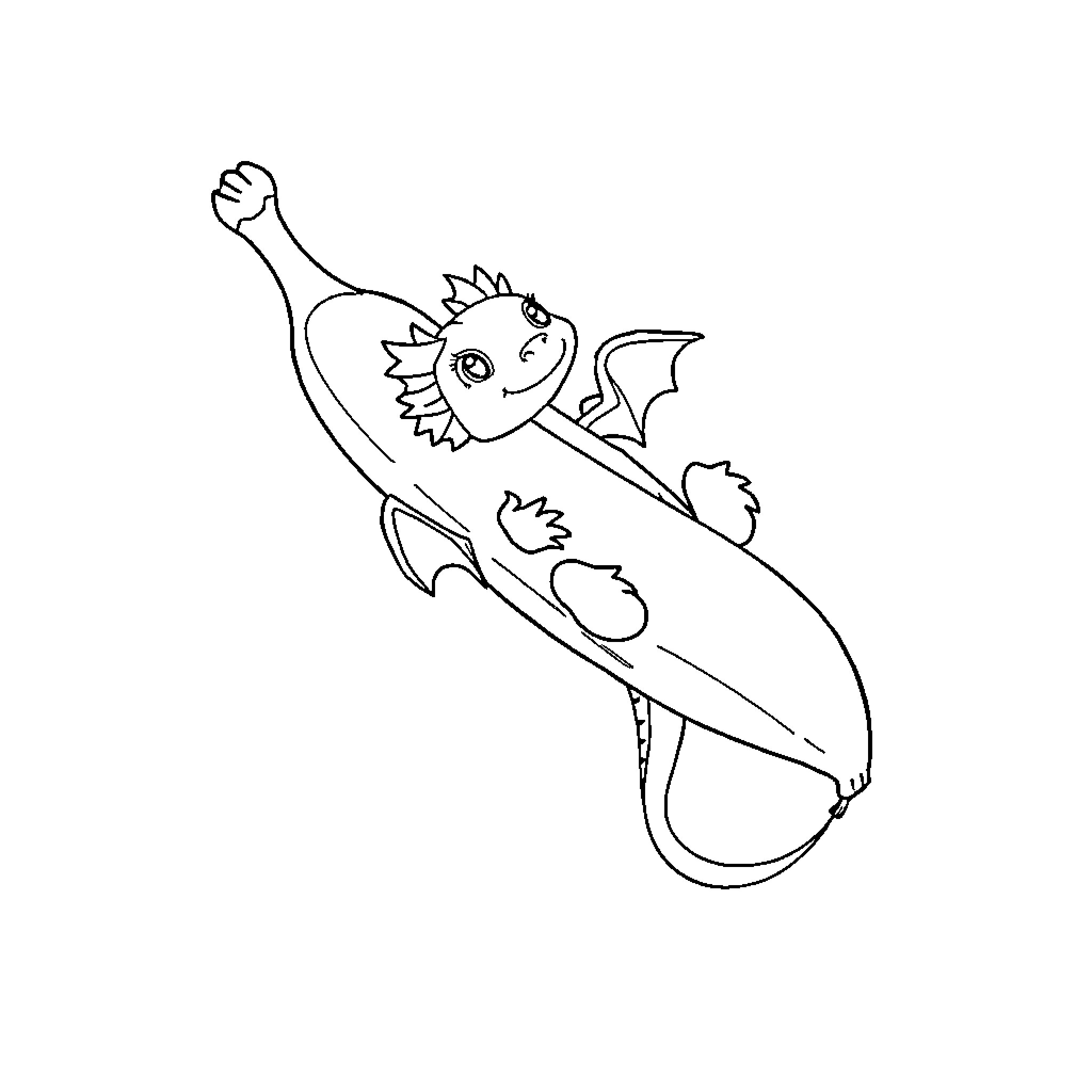 Dragon flying playfully in the air Coloring Page (free black-and-white line drawing printable PDF for all, from beginners to advanced learners, including children, teens, adults, and seniors)