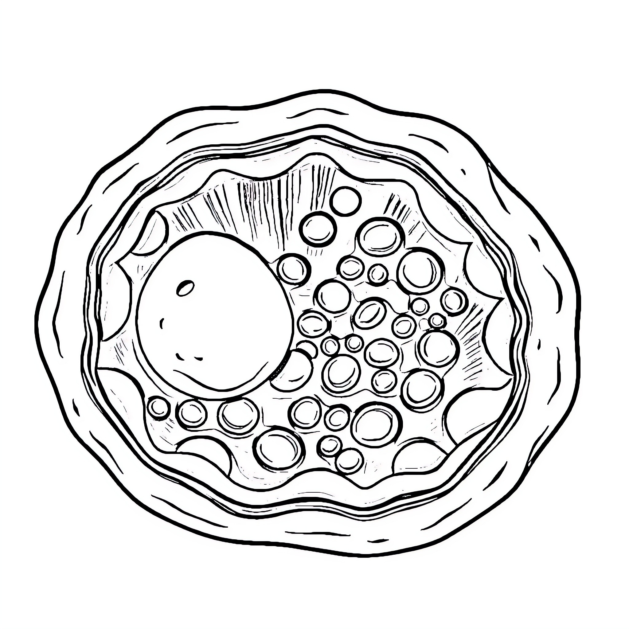 Mitochondria Depicted as an Intricate Cellular Structure Coloring Page (free black-and-white line drawing printable PDF for all, from beginners to advanced learners, including children, teens, adults, and seniors)