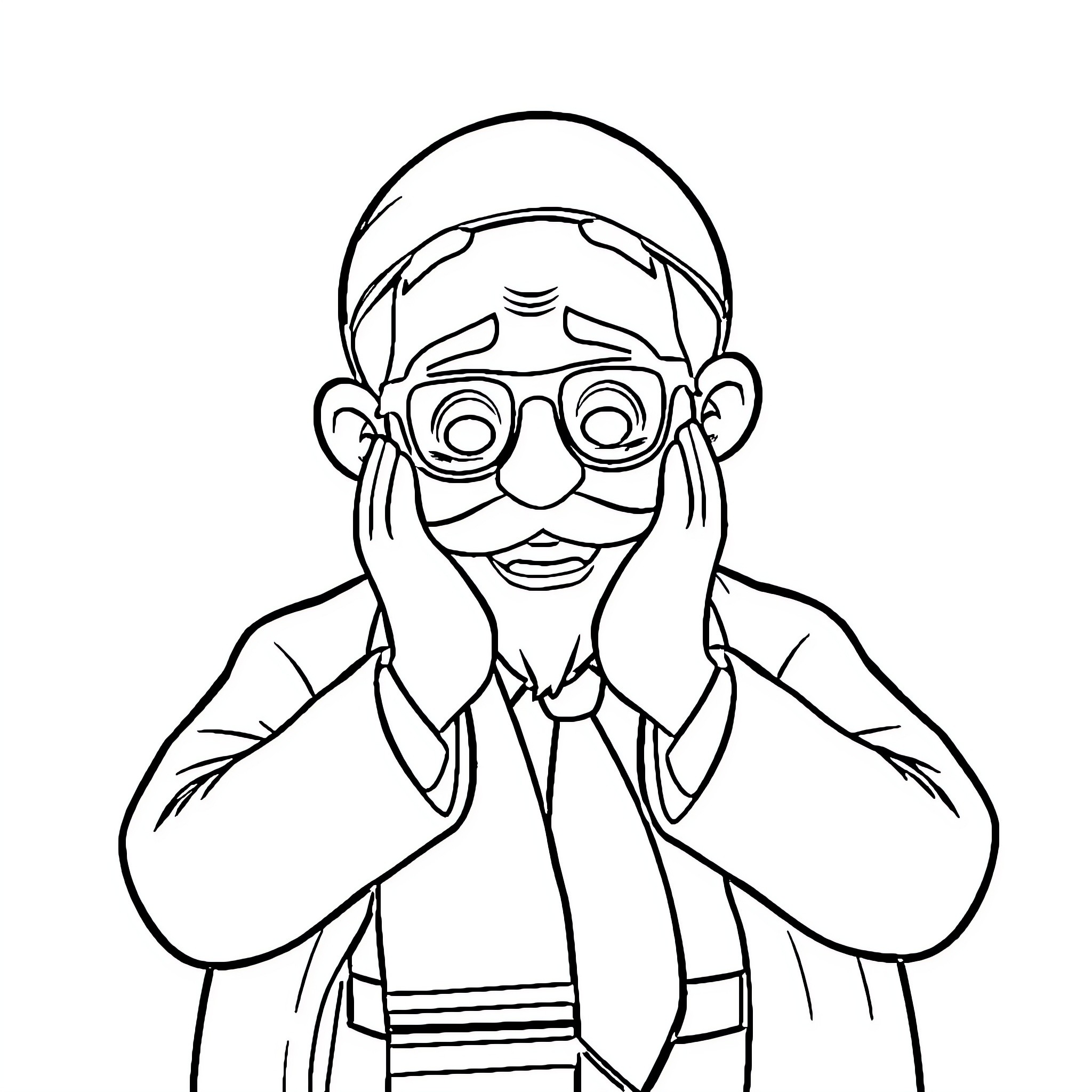 Chaptzem - Man with Exaggerated Facial Features Coloring Page (free black-and-white line drawing printable PDF for all, from beginners to advanced learners, including children, teens, adults, and seniors)