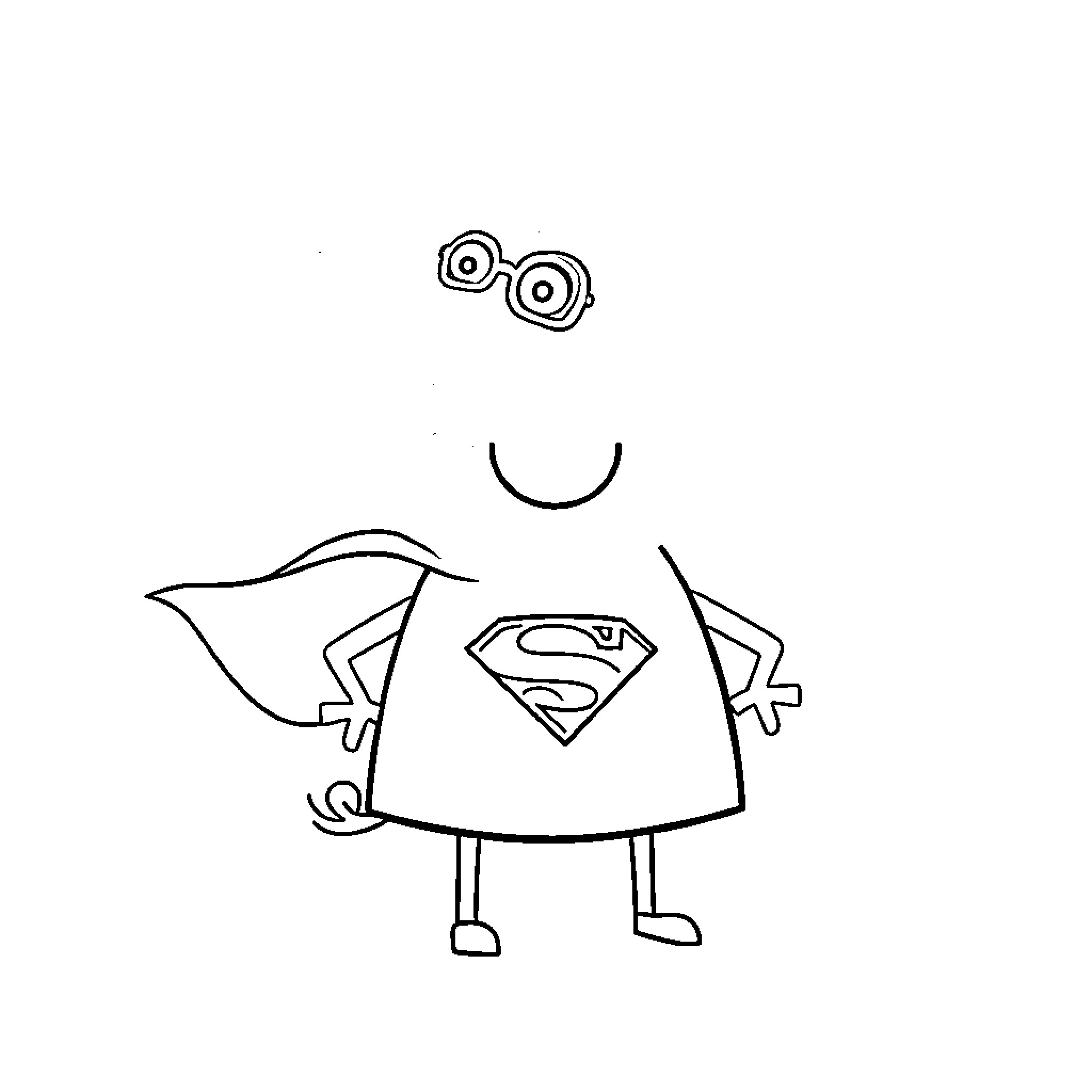 Peppa Pig as a superhero Coloring Page (free black-and-white line drawing printable PDF for all, from beginners to advanced learners, including children, teens, adults, and seniors)