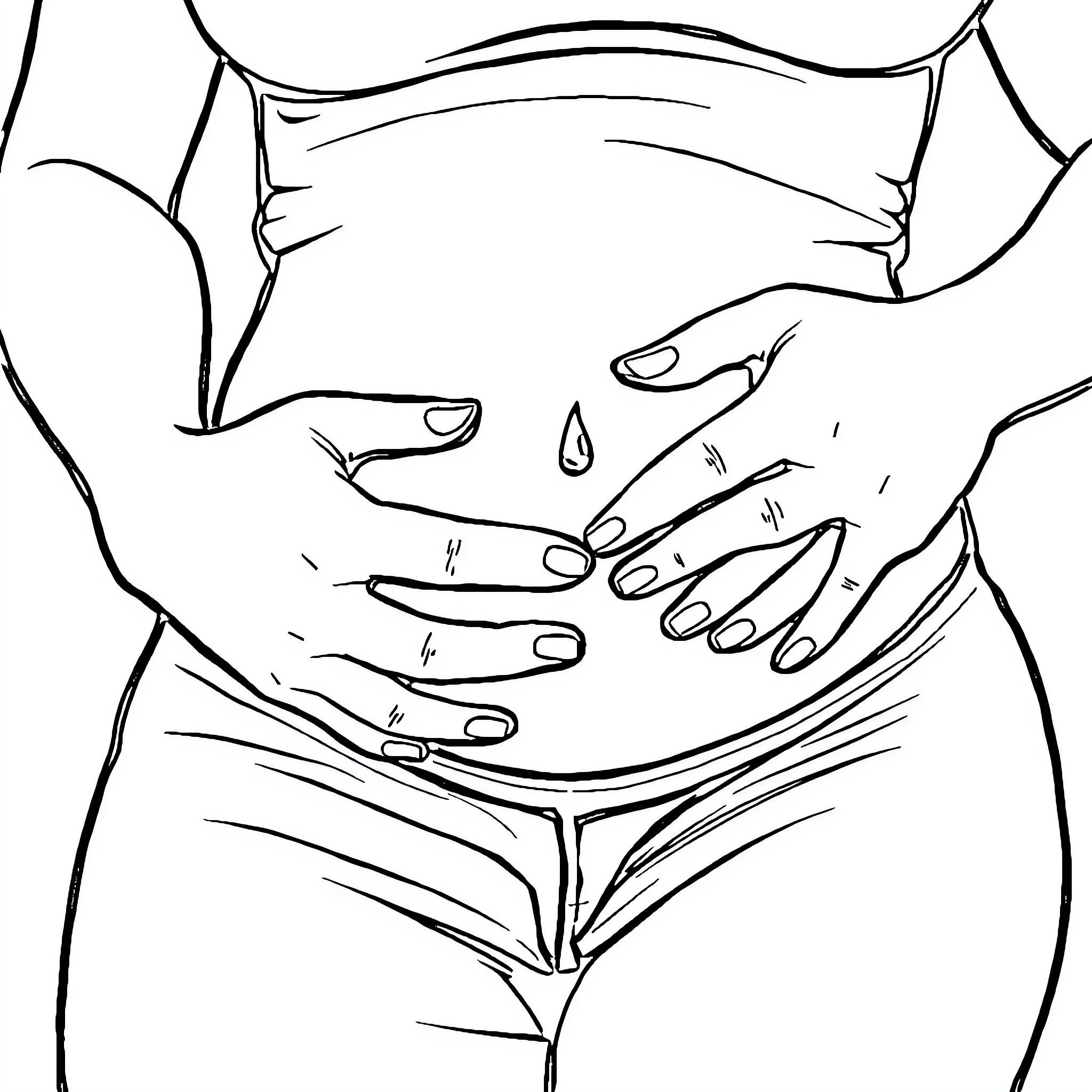 Bellybutton Tenderness and Care Coloring Page (free black-and-white line drawing printable PDF for all, from beginners to advanced learners, including children, teens, adults, and seniors)