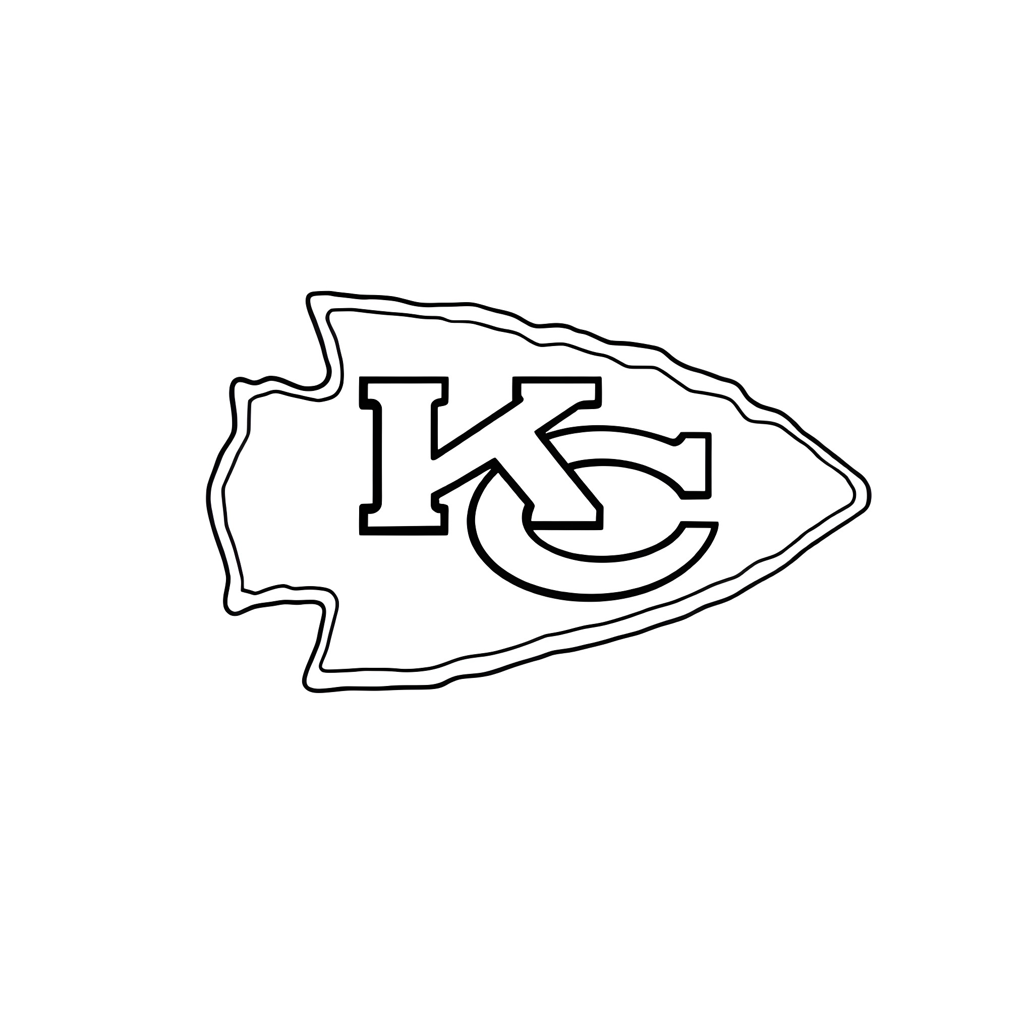 Kansas City Chiefs logo outline Coloring Page (free black-and-white line drawing printable PDF for all, from beginners to advanced learners, including children, teens, adults, and seniors)