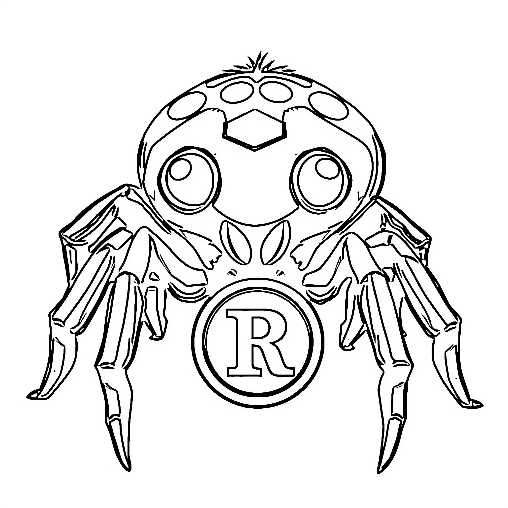 Spider with Intricate Mechanical Design Coloring Page (free black-and-white line drawing printable PDF for all, from beginners to advanced learners, including children, teens, adults, and seniors)