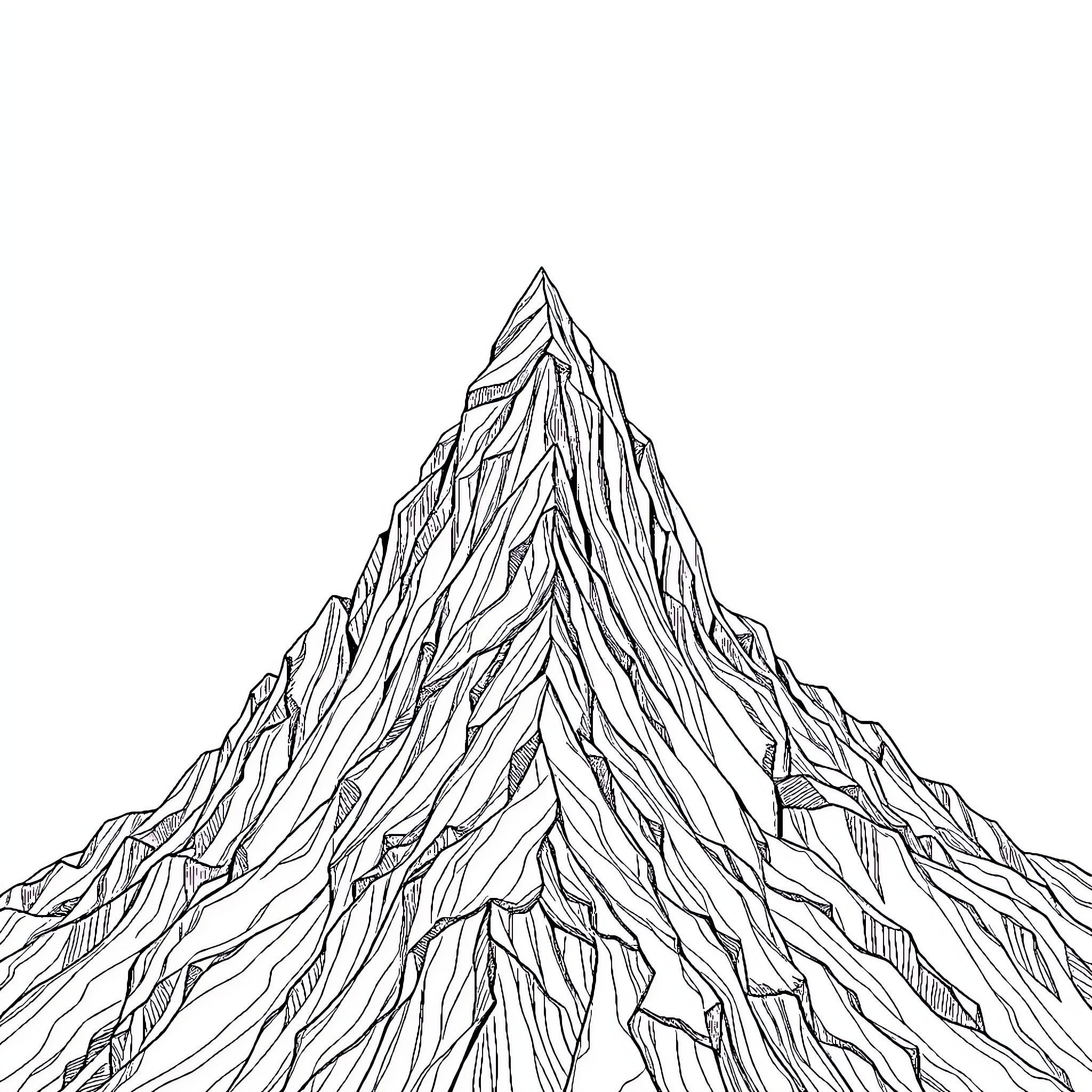 Mountain of Majestic Peaks Coloring Page (free black-and-white line drawing printable PDF for all, from beginners to advanced learners, including children, teens, adults, and seniors)