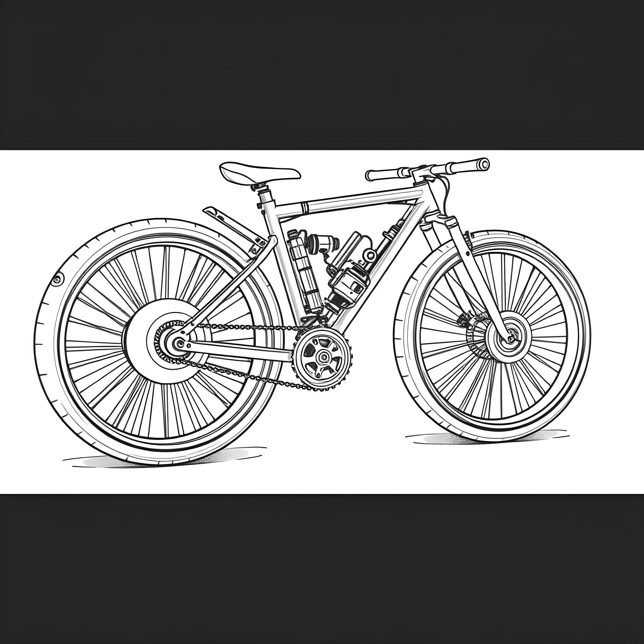 Bicycle with intricate design and details Coloring Page (free black-and-white line drawing printable PDF for all, from beginners to advanced learners, including children, teens, adults, and seniors)