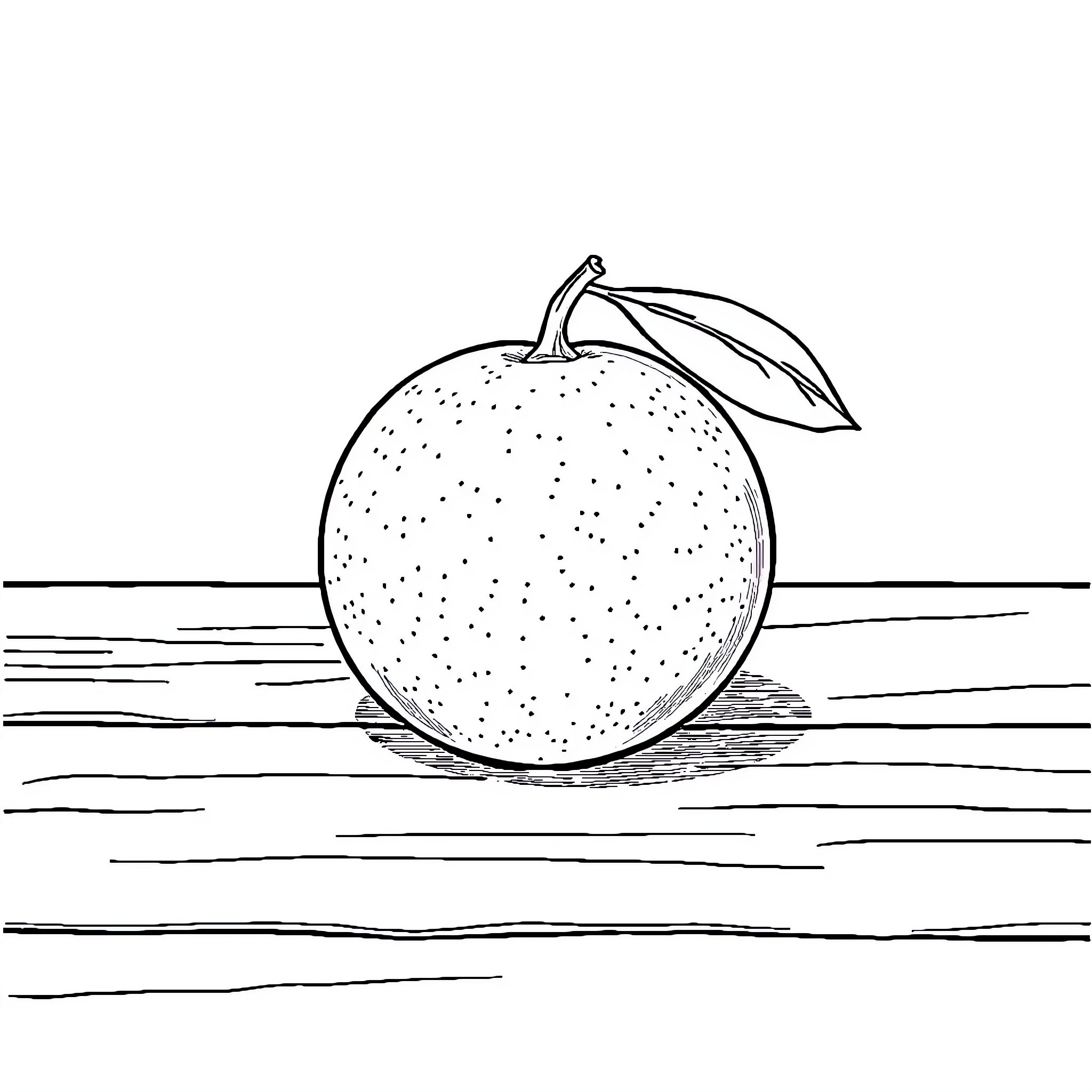 Orange fruit against simple background Coloring Page (free black-and-white line drawing printable PDF for all, from beginners to advanced learners, including children, teens, adults, and seniors)