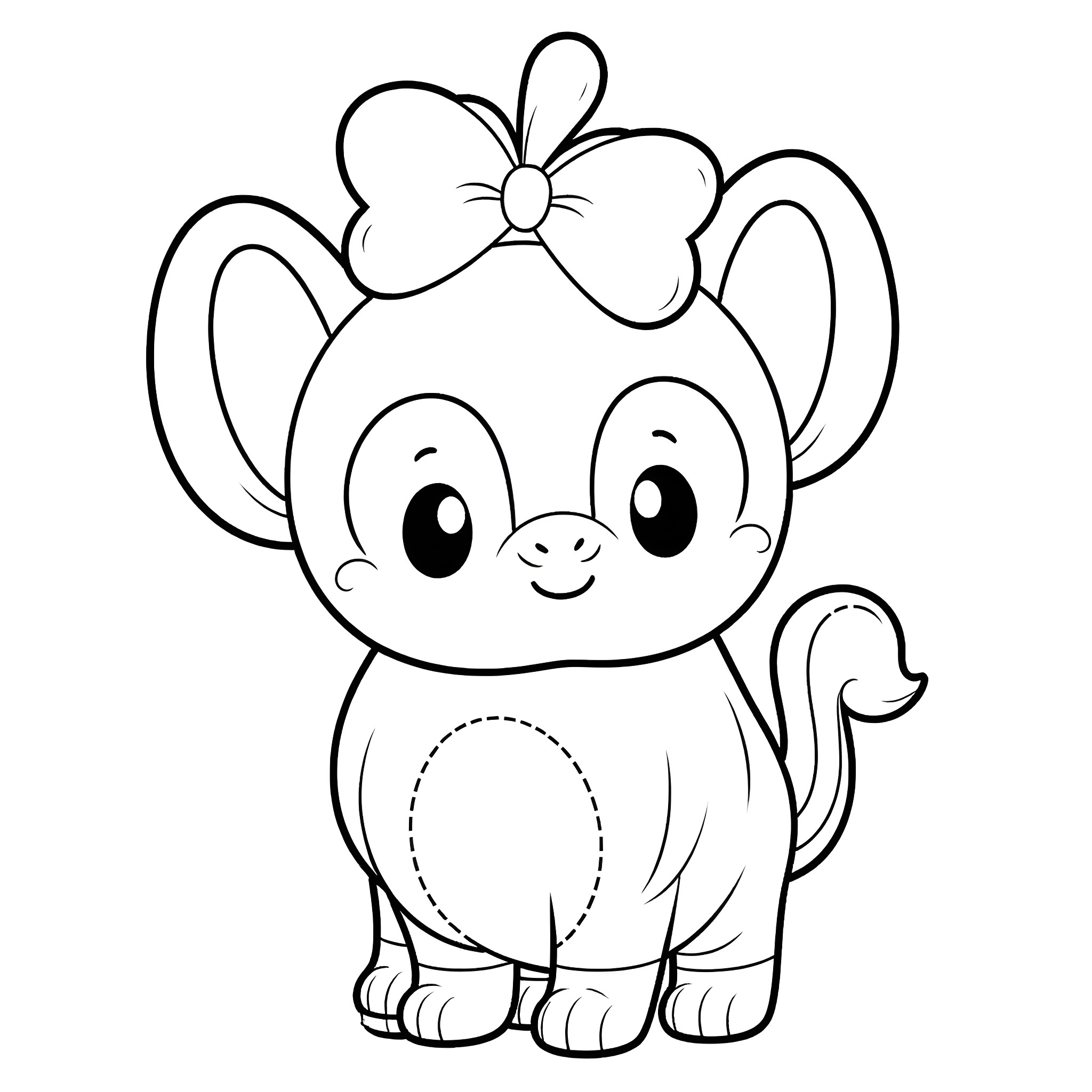 Roblox Character Cutely Posing with Bow Coloring Page (free black-and-white line drawing printable PDF for all, from beginners to advanced learners, including children, teens, adults, and seniors)