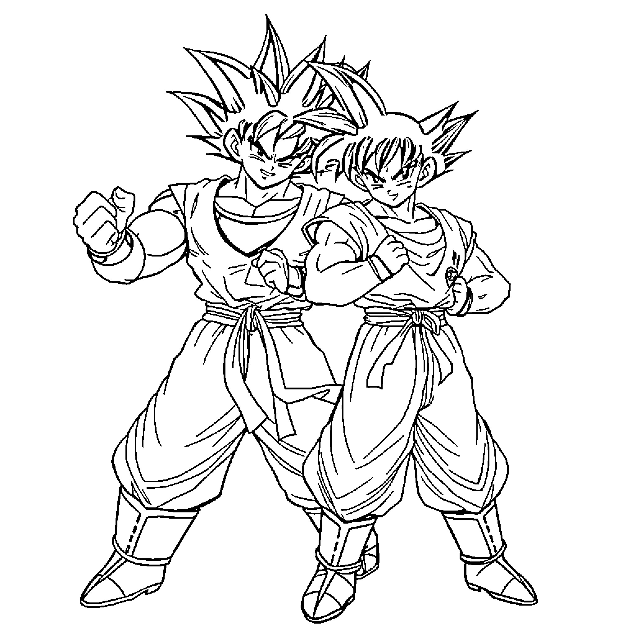 Piccolo fighters in action poses Coloring Page (free black-and-white line drawing printable PDF for all, from beginners to advanced learners, including children, teens, adults, and seniors)