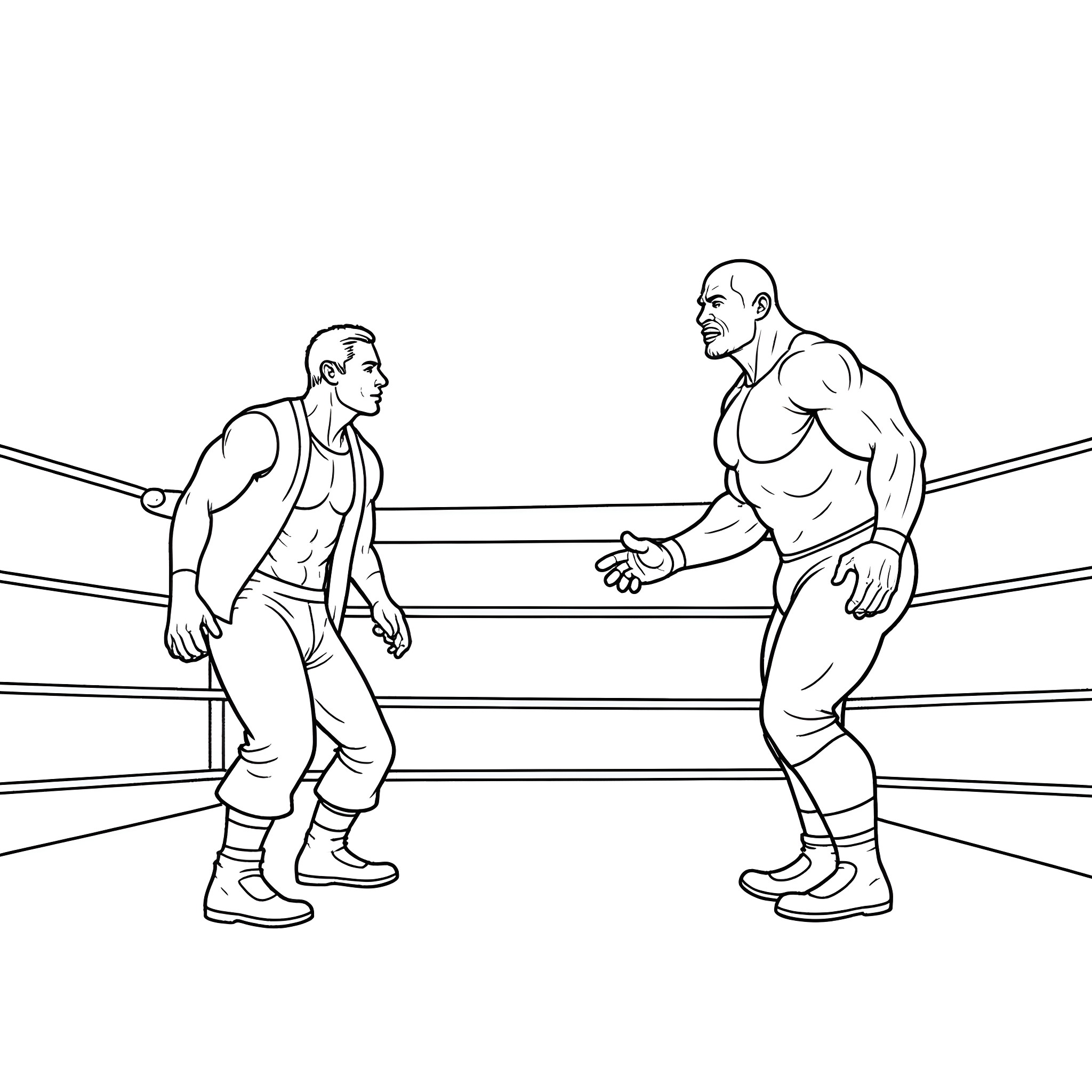 Emmett Smith's Wrestling Match Coloring Page (free black-and-white line drawing printable PDF for all, from beginners to advanced learners, including children, teens, adults, and seniors)