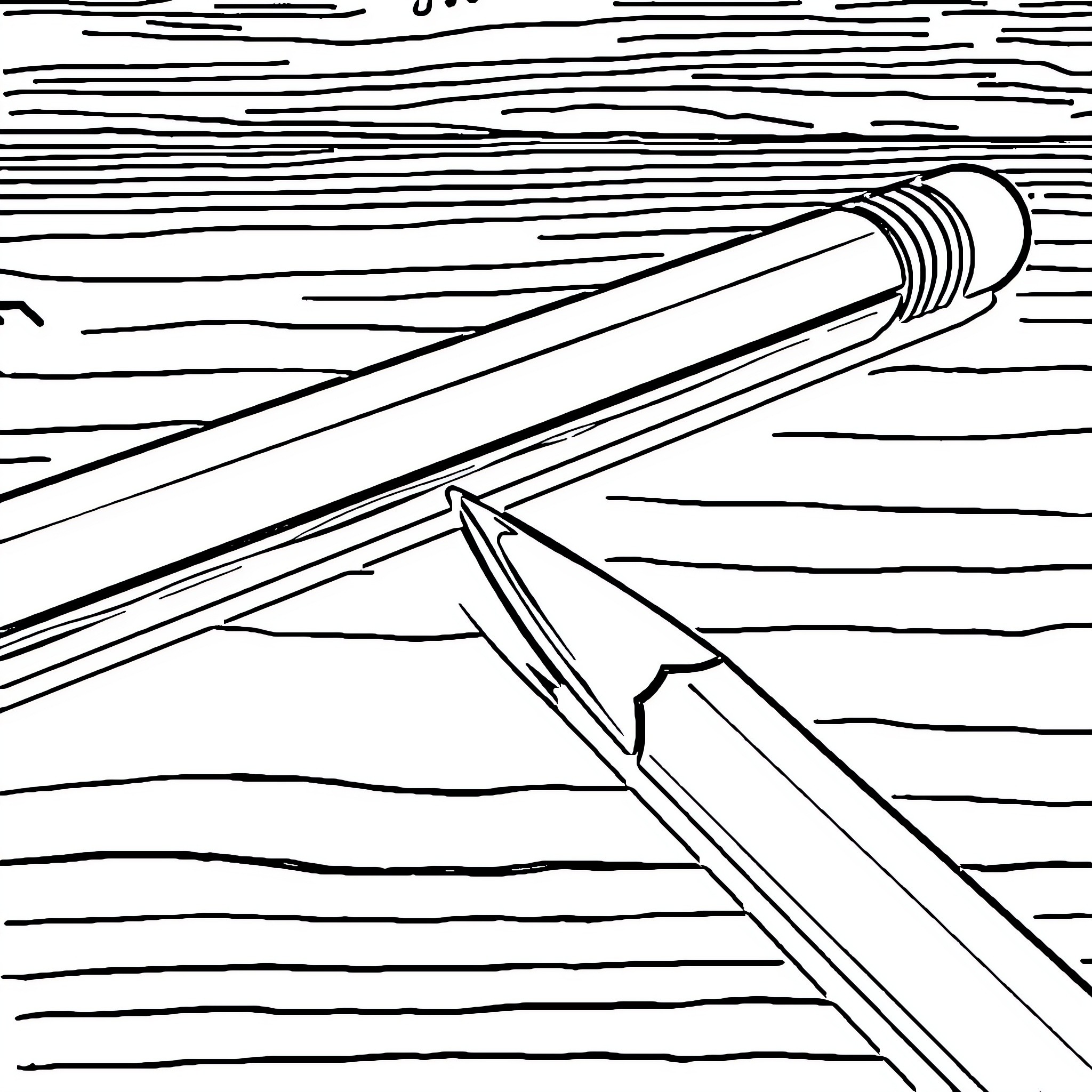 Pencil drawing on wooden surface Coloring Page (free black-and-white line drawing printable PDF for all, from beginners to advanced learners, including children, teens, adults, and seniors)