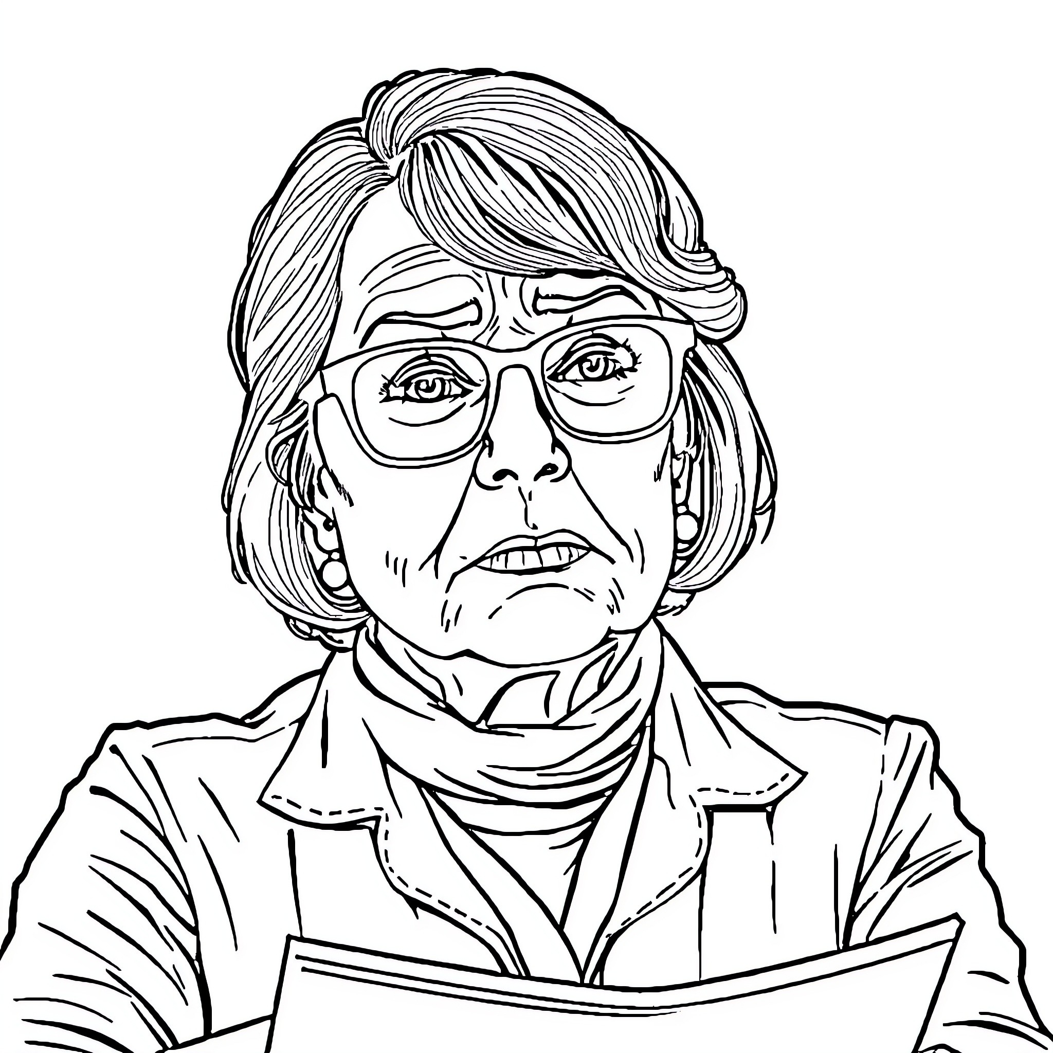 Professeur pensif dans son bureau Coloring Page (free black-and-white line drawing printable PDF for all, from beginners to advanced learners, including children, teens, adults, and seniors)