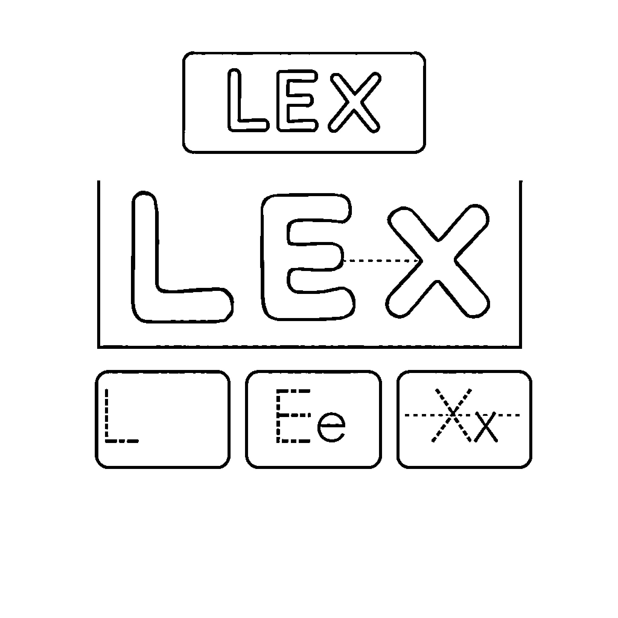 Letter writing practice with Lex Coloring Page (free black-and-white line drawing printable PDF for all, from beginners to advanced learners, including children, teens, adults, and seniors)