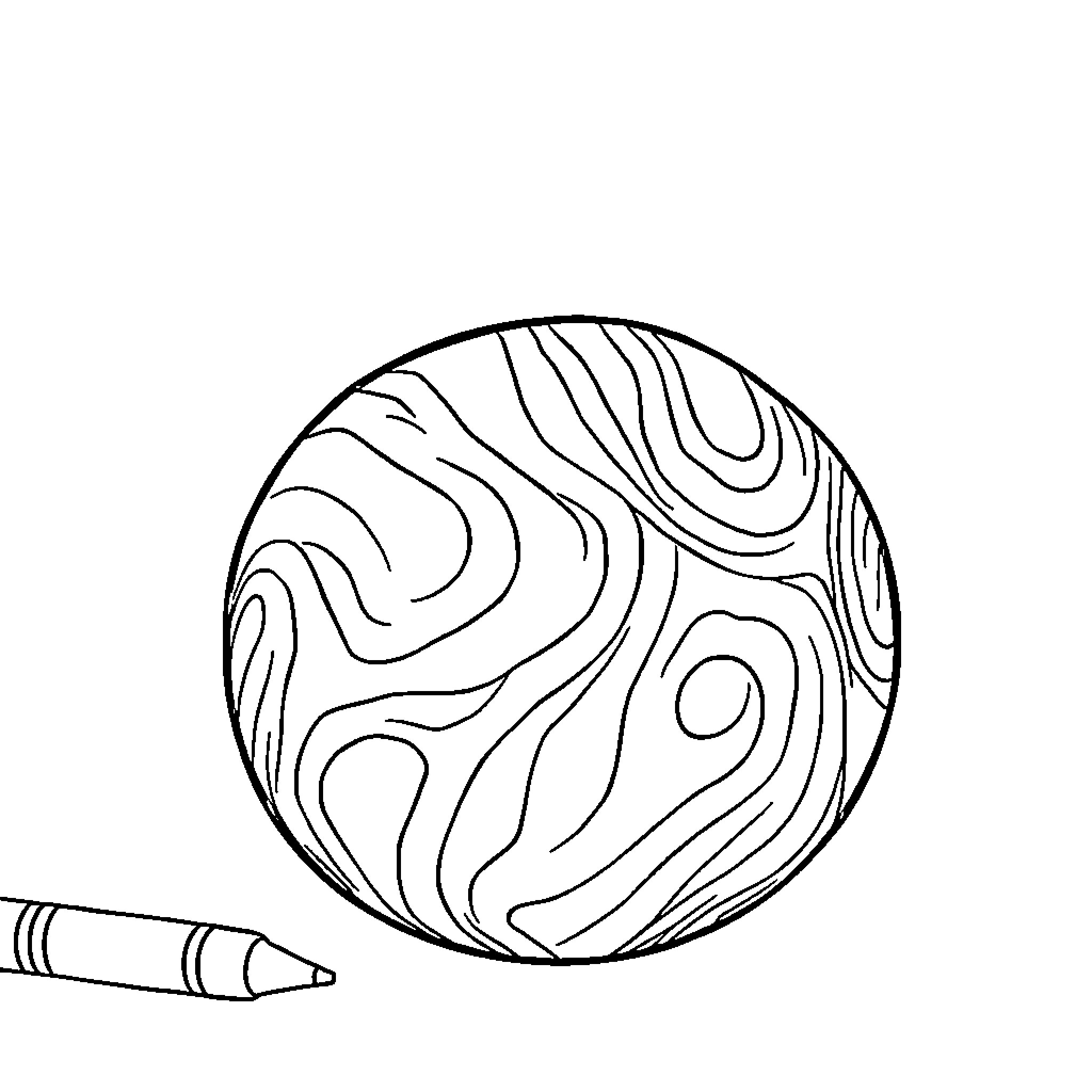 Ball with abstract pattern being drawn Coloring Page (free black-and-white line drawing printable PDF for all, from beginners to advanced learners, including children, teens, adults, and seniors)