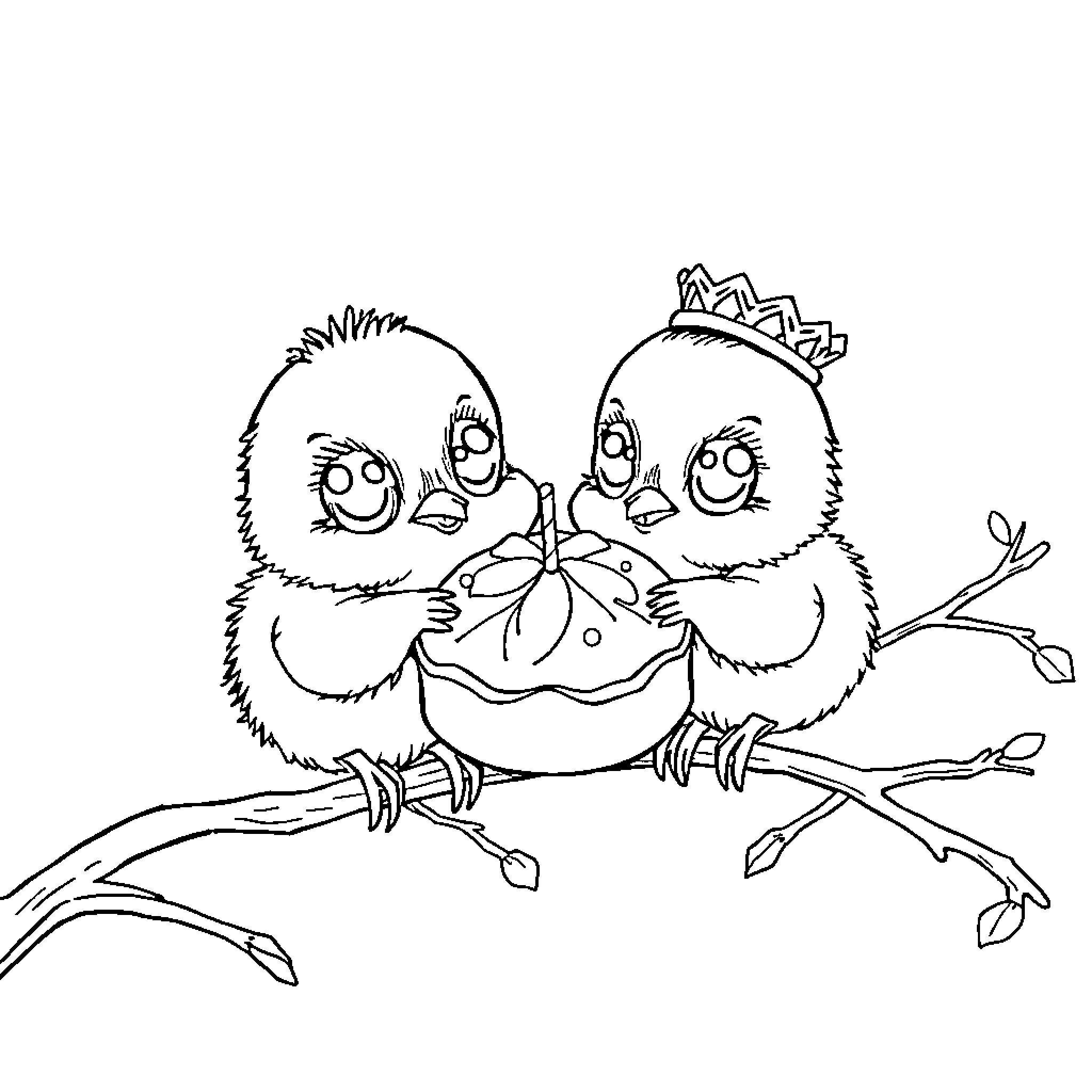 Chouette owls exploring the forest branch Coloring Page (free black-and-white line drawing printable PDF for all, from beginners to advanced learners, including children, teens, adults, and seniors)