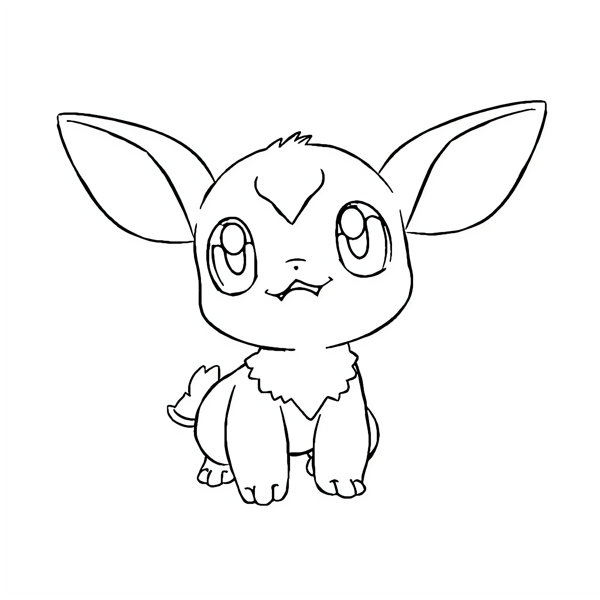 Baby Pokemon Curious Expression Coloring Page (free black-and-white line drawing printable PDF for all, from beginners to advanced learners, including children, teens, adults, and seniors)