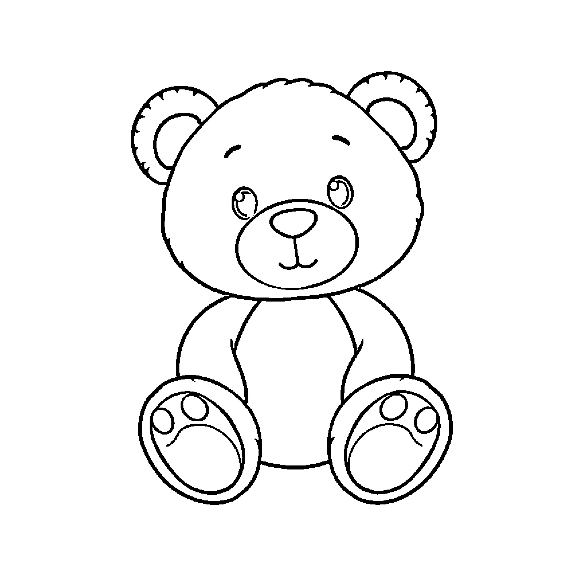 Teddy Bear in simple outline Coloring Page (free black-and-white line drawing printable PDF for all, from beginners to advanced learners, including children, teens, adults, and seniors)