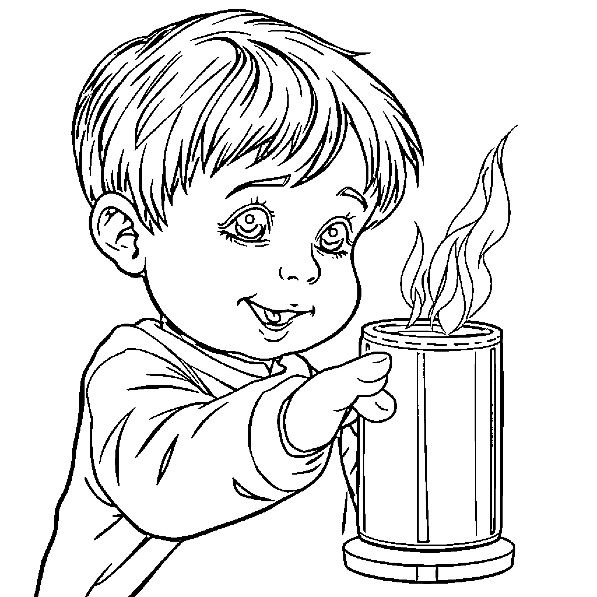 Child enjoying a warm beverage Coloring Page (free black-and-white line drawing printable PDF for all, from beginners to advanced learners, including children, teens, adults, and seniors)