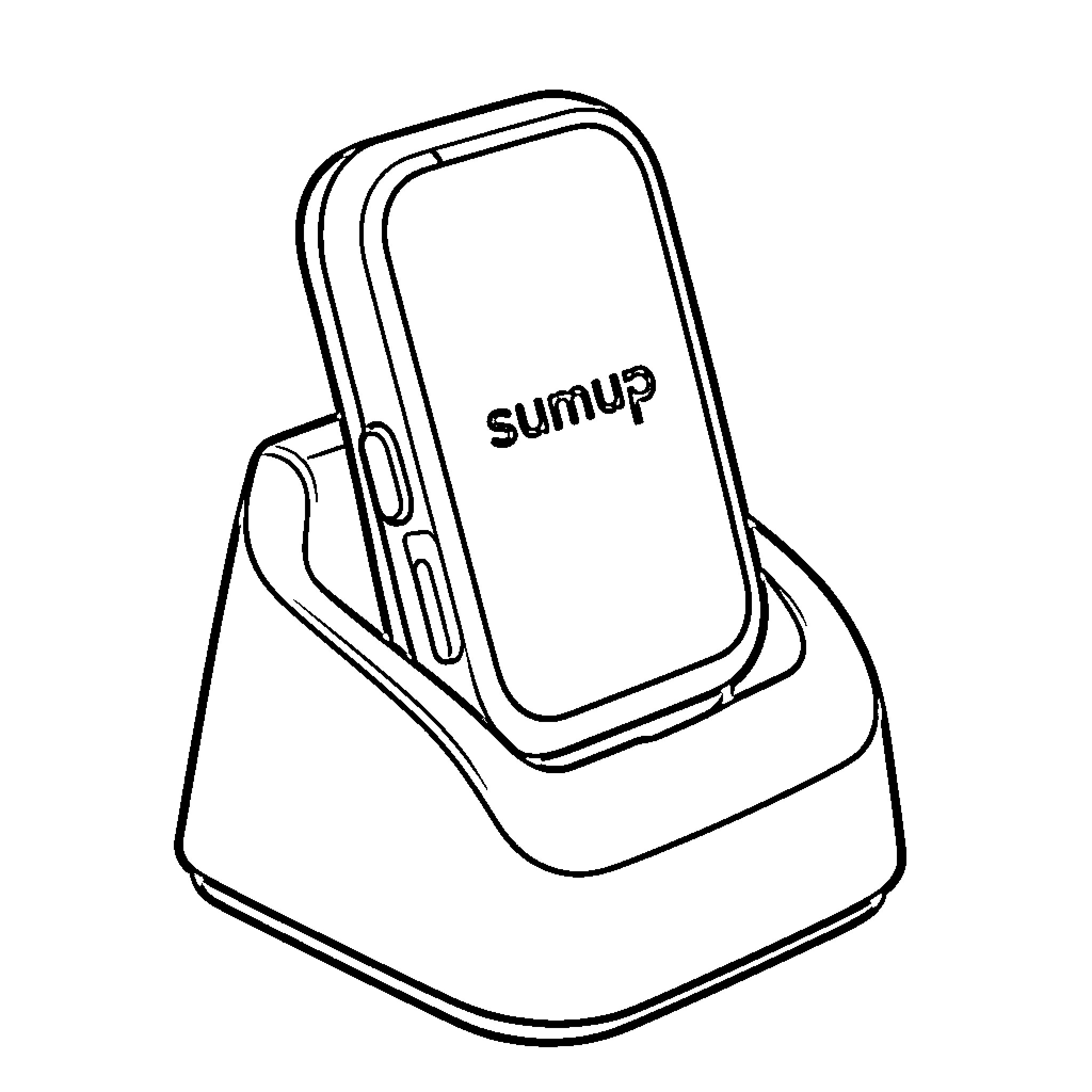 Card Reader with Charging Stand Coloring Page (free black-and-white line drawing printable PDF for all, from beginners to advanced learners, including children, teens, adults, and seniors)