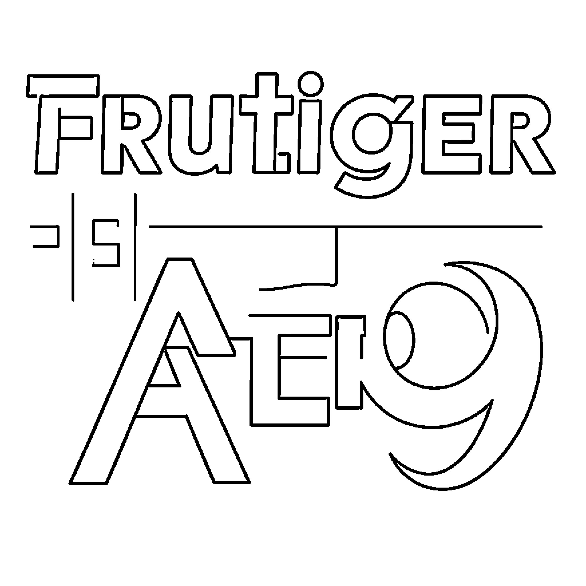 Frutiger Aero: Playful Typographic Exploration Coloring Page (free black-and-white line drawing printable PDF for all, from beginners to advanced learners, including children, teens, adults, and seniors)