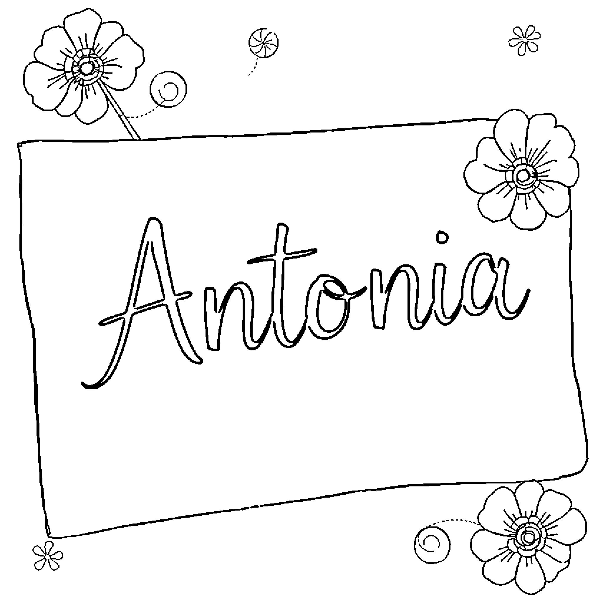 Antonia's Floral Sketch Coloring Page (free black-and-white line drawing printable PDF for all, from beginners to advanced learners, including children, teens, adults, and seniors)