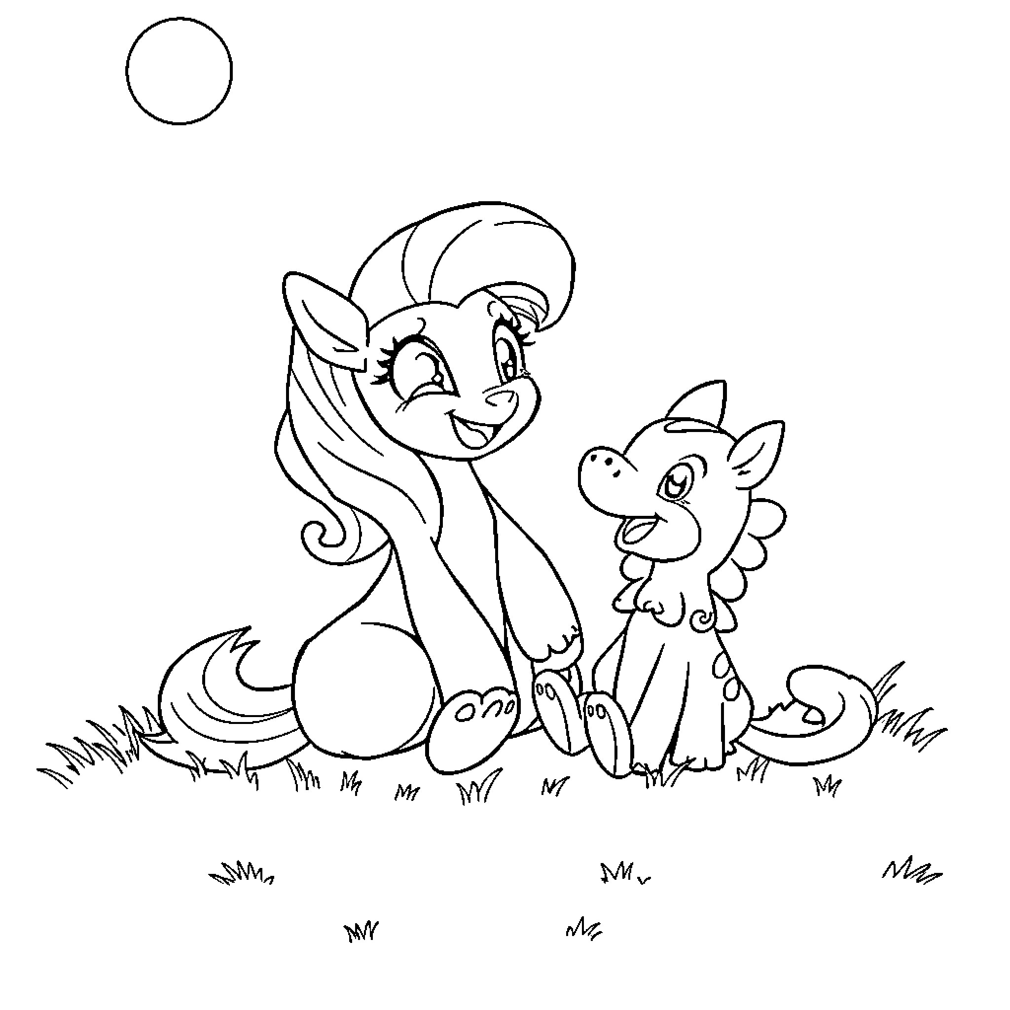 Misty meadow adventure with friendly creatures Coloring Page (free black-and-white line drawing printable PDF for all, from beginners to advanced learners, including children, teens, adults, and seniors)