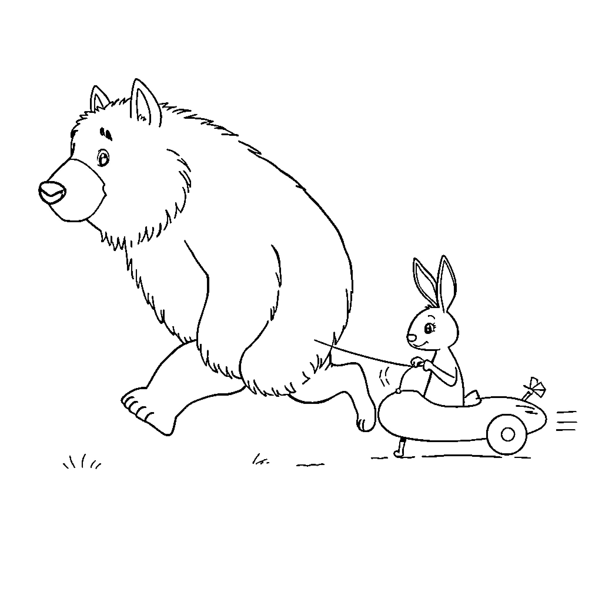 Ours playing in the outdoors Coloring Page (free black-and-white line drawing printable PDF for all, from beginners to advanced learners, including children, teens, adults, and seniors)