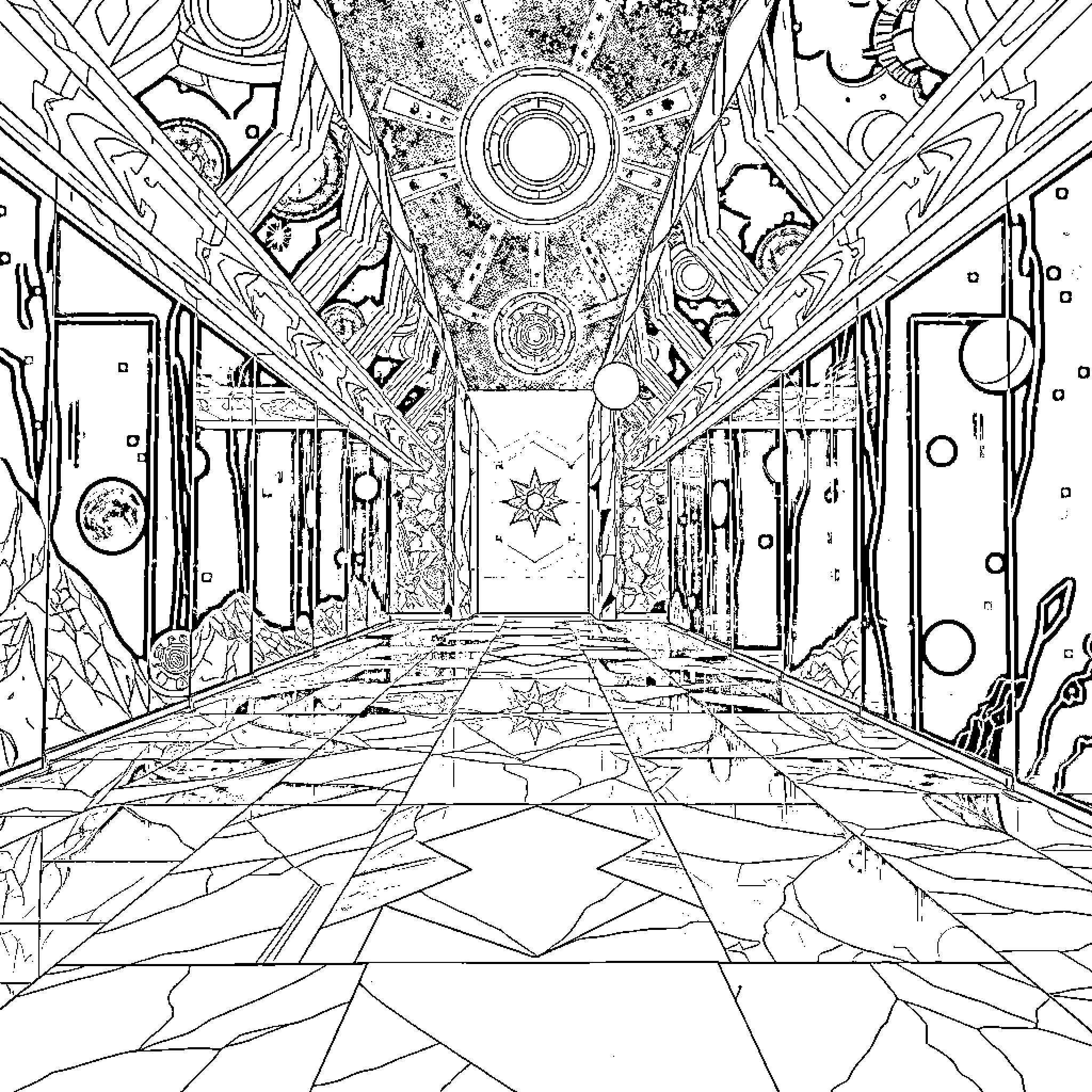 Temple of Intricate Architectural Design Coloring Page (free black-and-white line drawing printable PDF for all, from beginners to advanced learners, including children, teens, adults, and seniors)