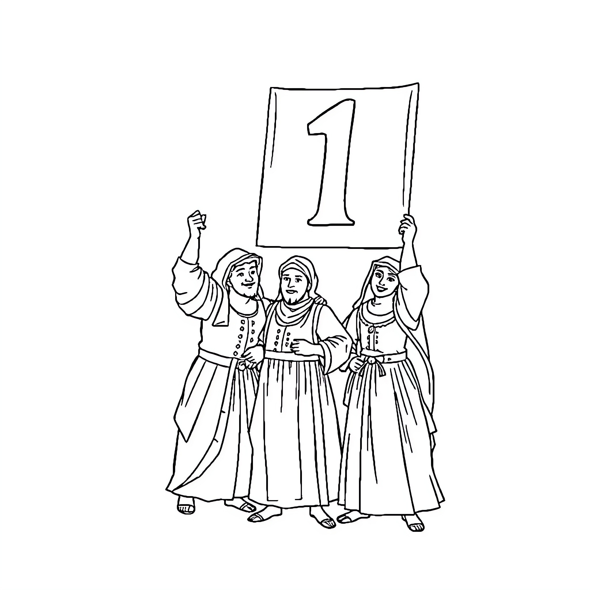 Renaissance People Celebrating with Festive Attire Coloring Page (free black-and-white line drawing printable PDF for all, from beginners to advanced learners, including children, teens, adults, and seniors)