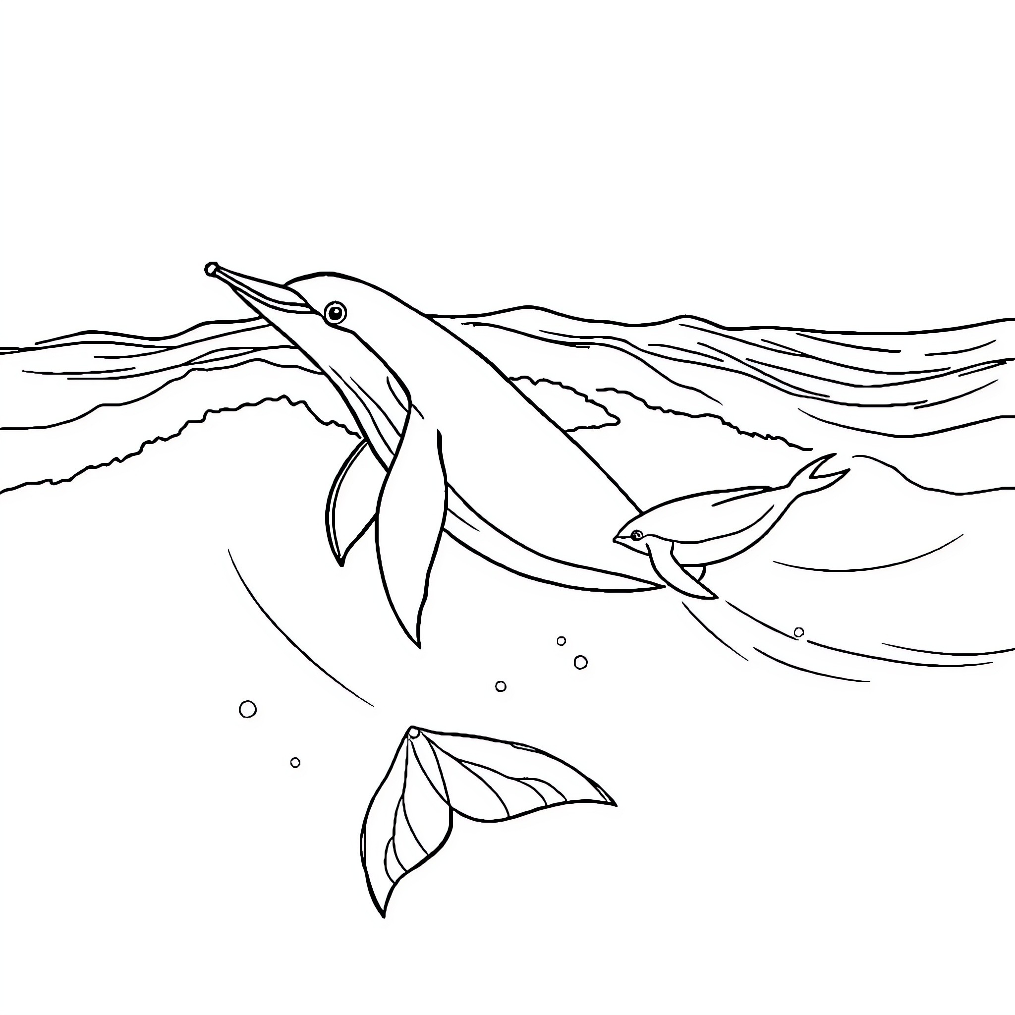 Siren singing and swimming in the ocean Coloring Page (free black-and-white line drawing printable PDF for all, from beginners to advanced learners, including children, teens, adults, and seniors)