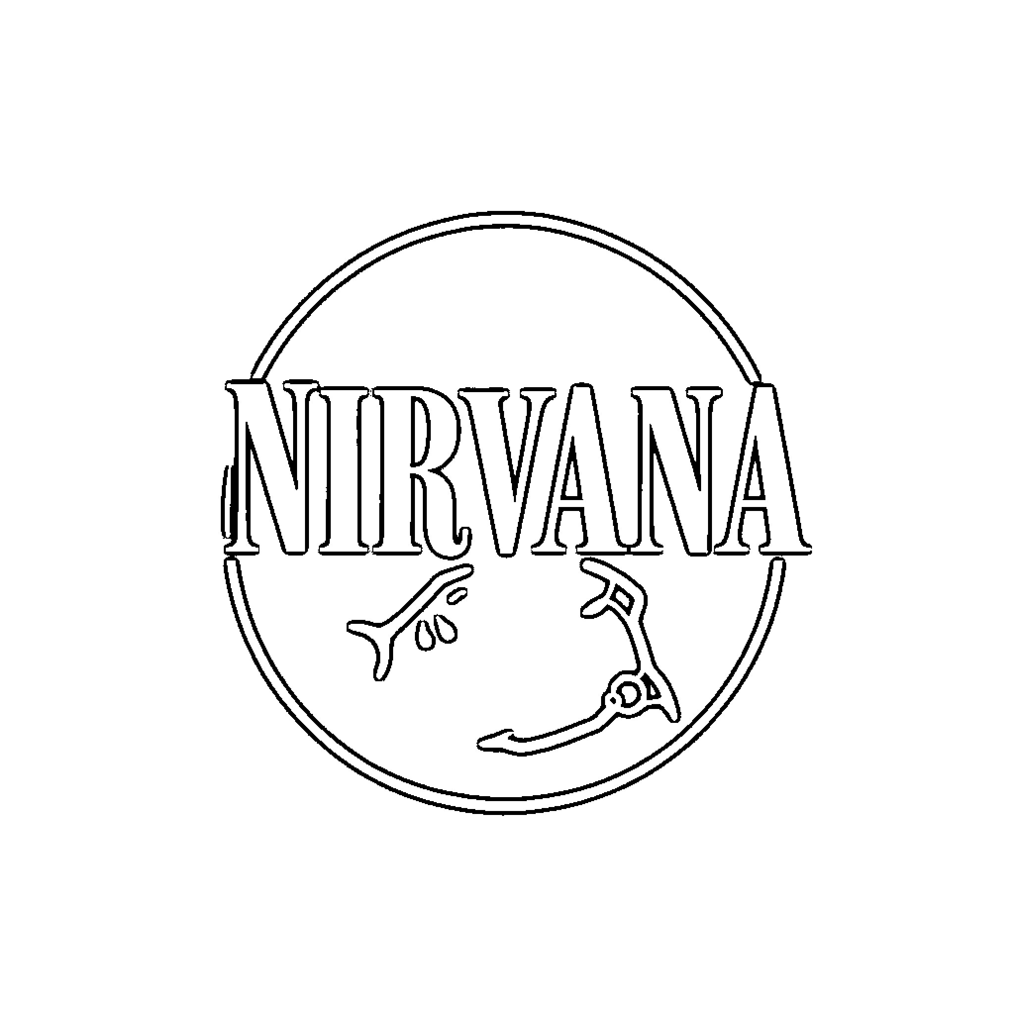 Nirvana band logo Coloring Page (free black-and-white line drawing printable PDF for all, from beginners to advanced learners, including children, teens, adults, and seniors)