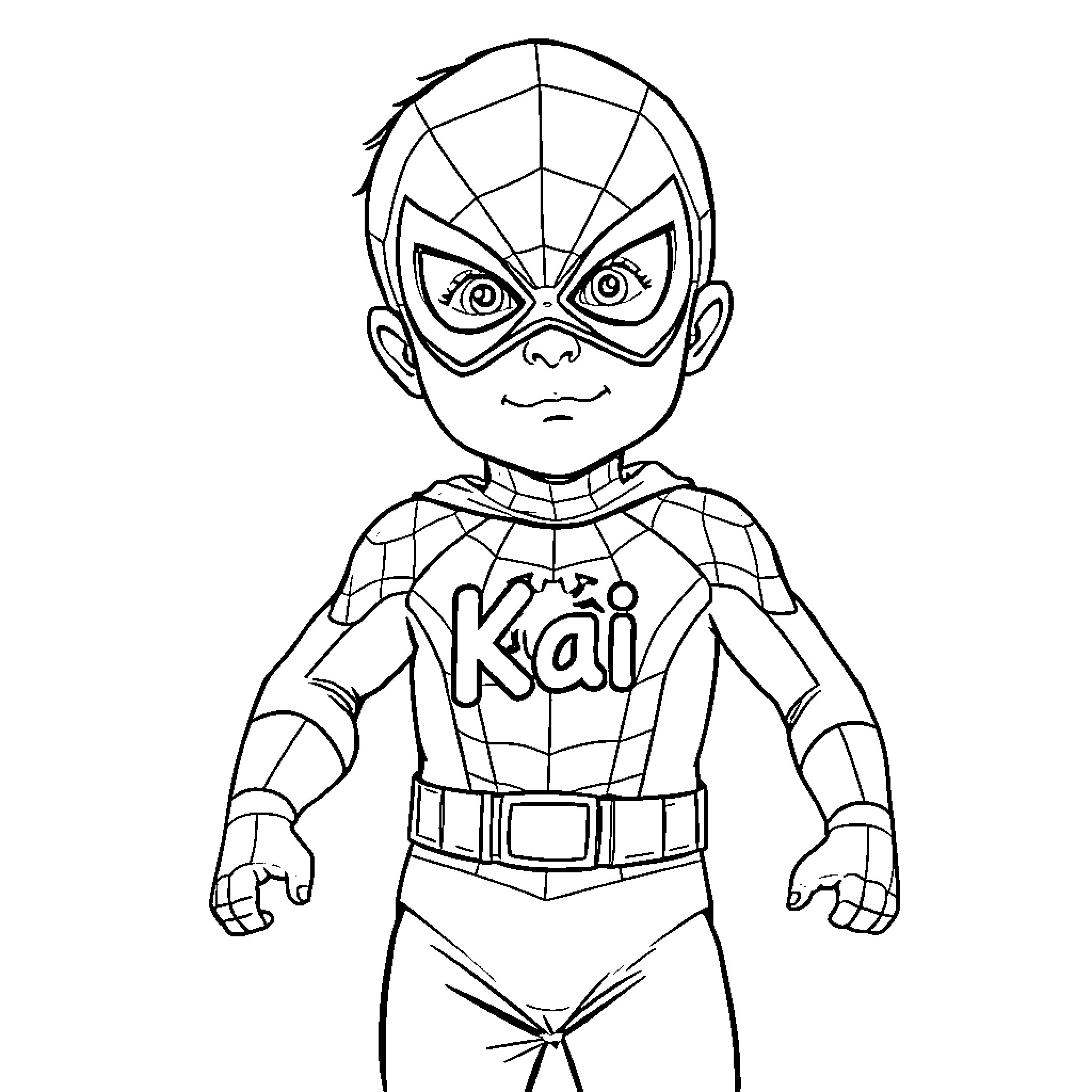 Spiderman in a determined pose Coloring Page (free black-and-white line drawing printable PDF for all, from beginners to advanced learners, including children, teens, adults, and seniors)
