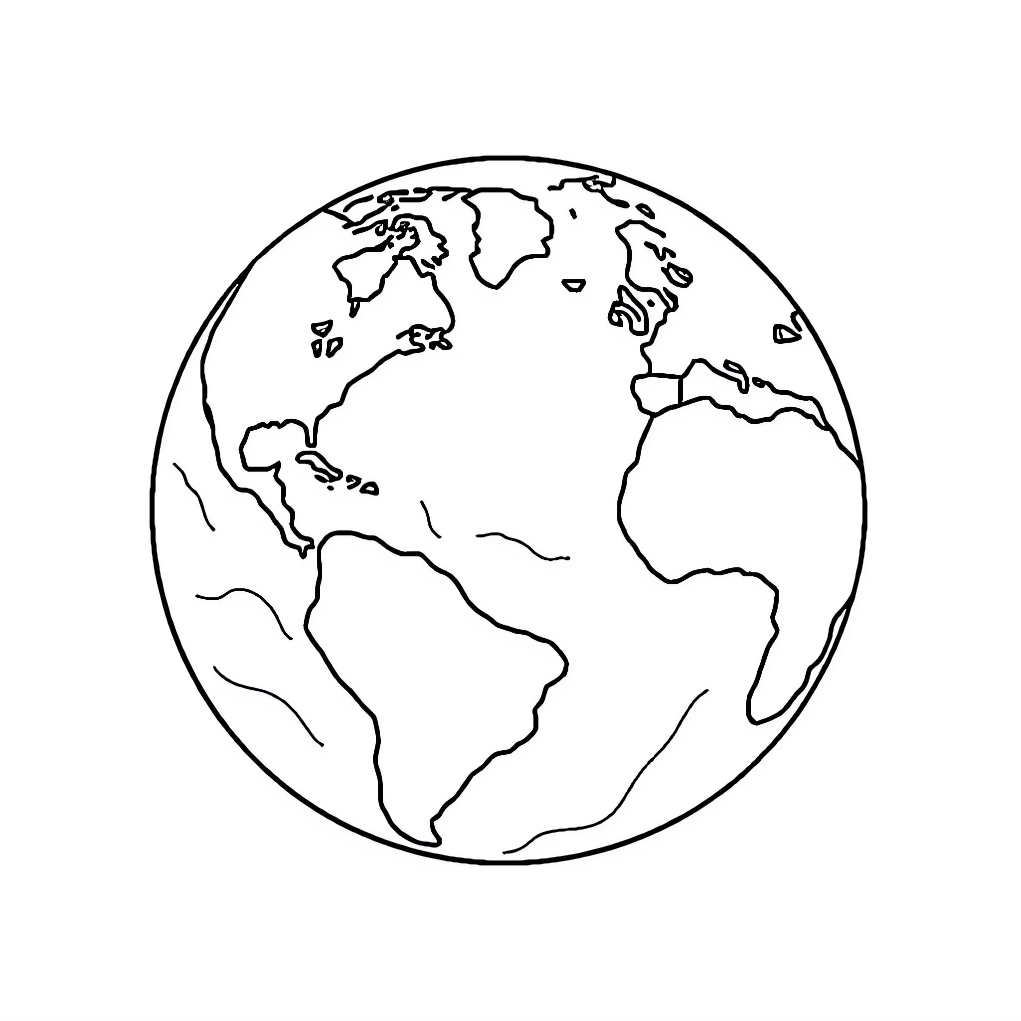 Earth in simple outline drawing Coloring Page (free black-and-white line drawing printable PDF for all, from beginners to advanced learners, including children, teens, adults, and seniors)
