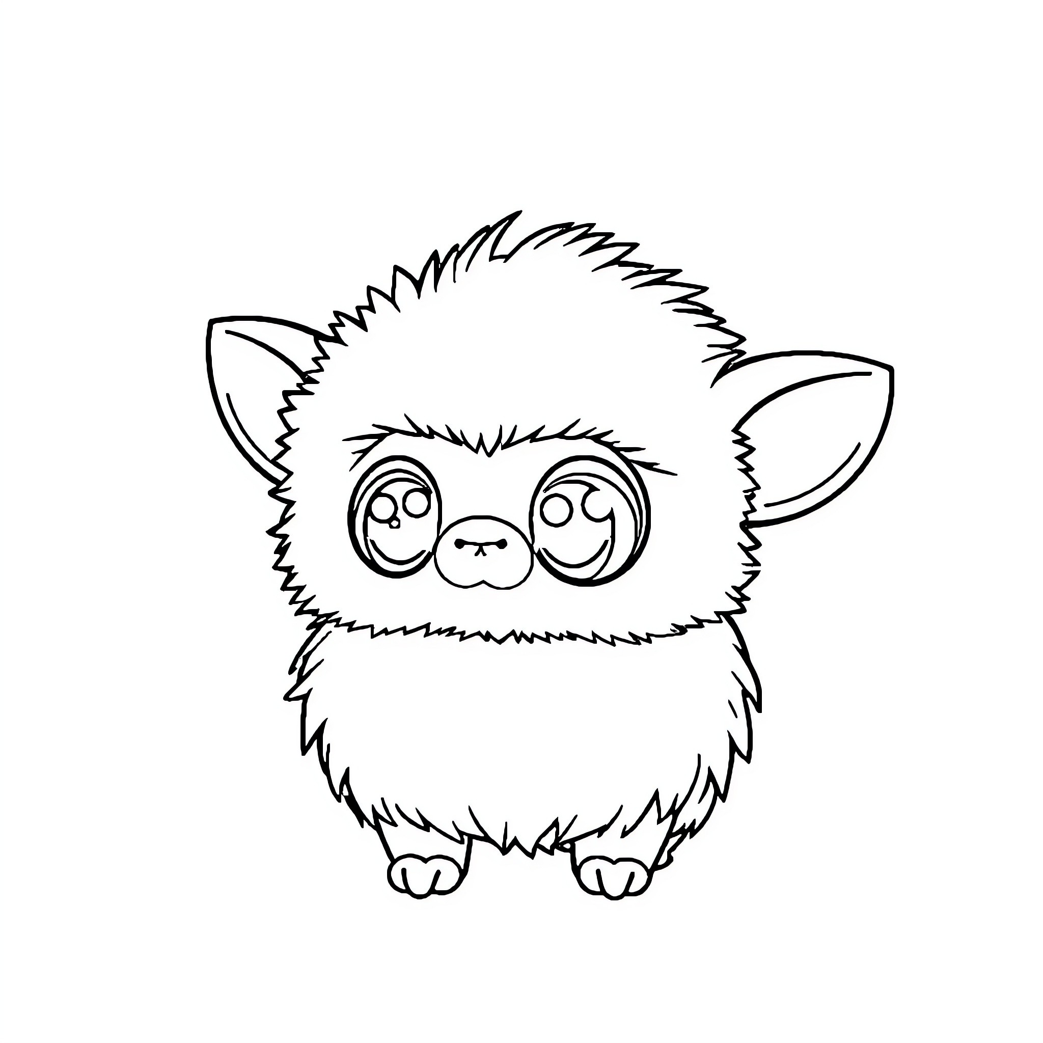 Labubu the cute and curious furry creature Coloring Page (free black-and-white line drawing printable PDF for all, from beginners to advanced learners, including children, teens, adults, and seniors)