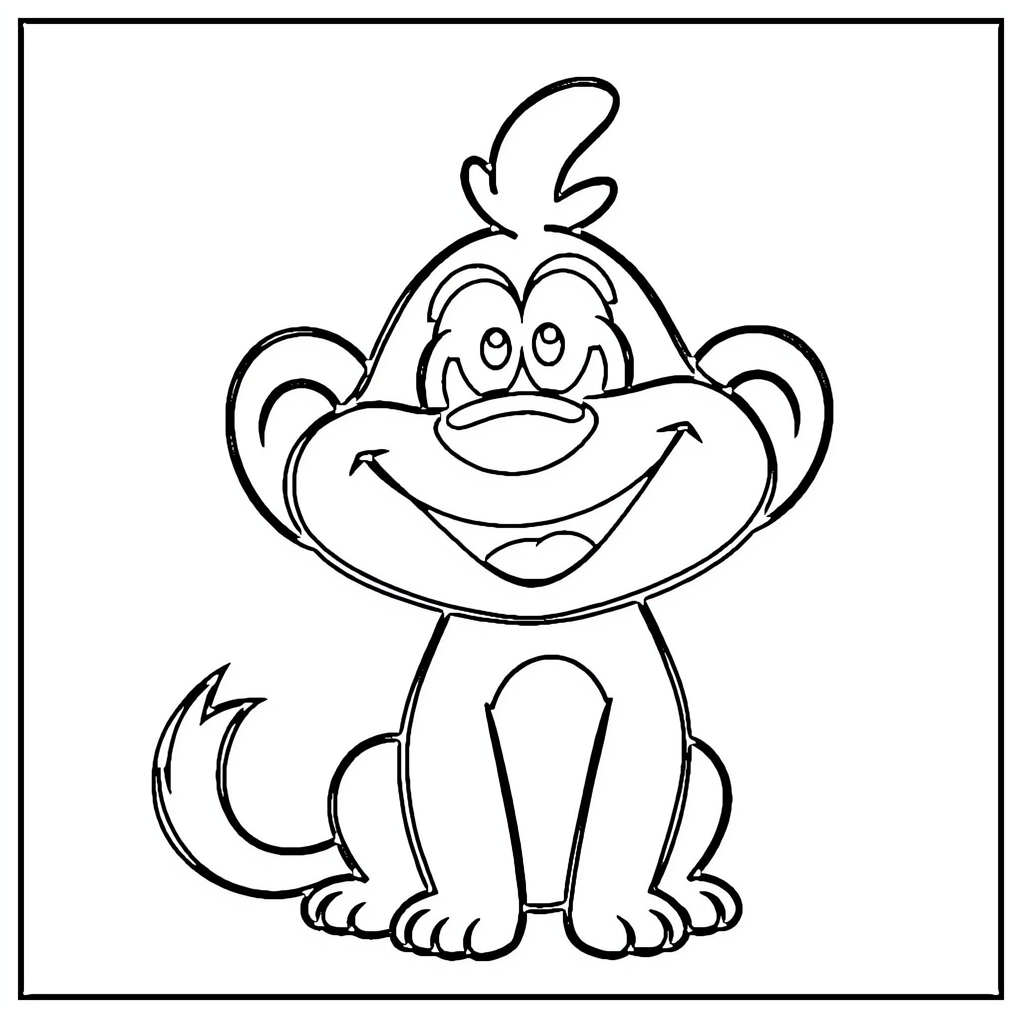 Loufi the Cheerful Canine Companion Coloring Page (free black-and-white line drawing printable PDF for all, from beginners to advanced learners, including children, teens, adults, and seniors)