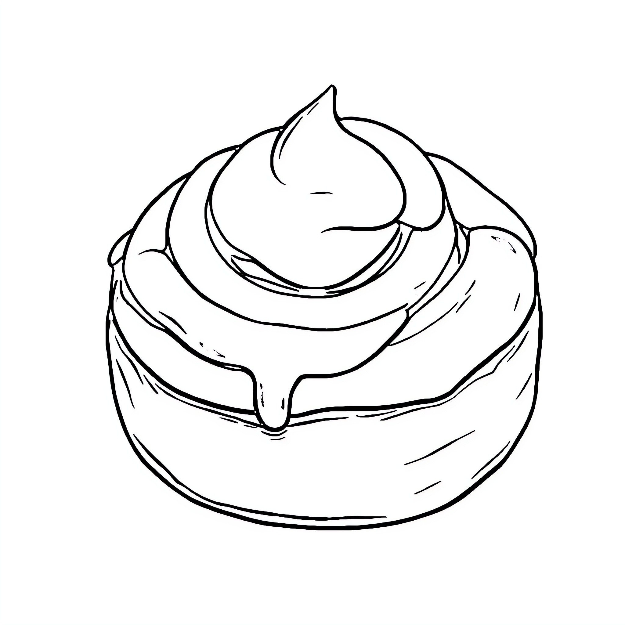 Cinnamon Roll with Swirling Pastry Coloring Page (free black-and-white line drawing printable PDF for all, from beginners to advanced learners, including children, teens, adults, and seniors)