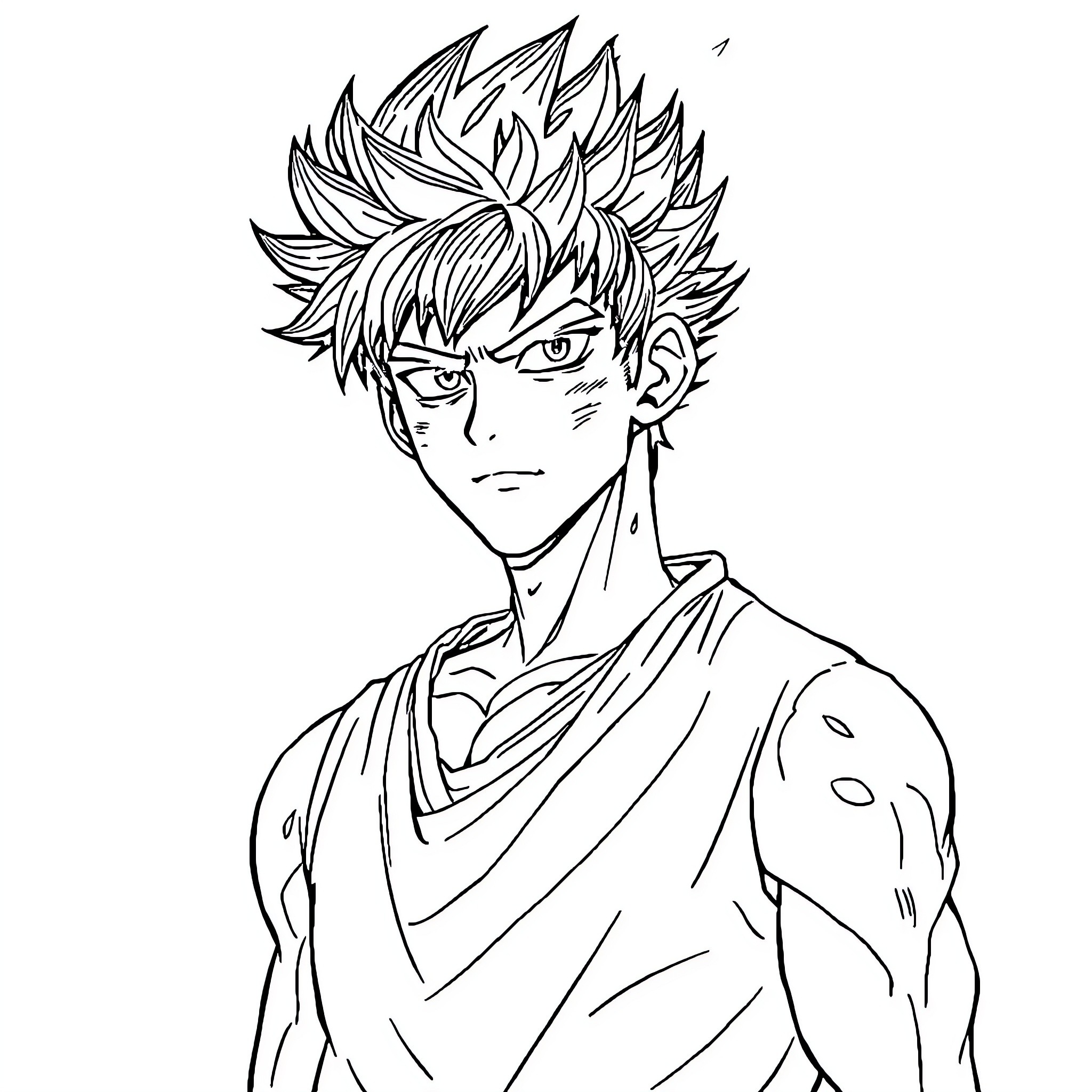 Dabi in Intense Gaze and Stance Coloring Page (free black-and-white line drawing printable PDF for all, from beginners to advanced learners, including children, teens, adults, and seniors)