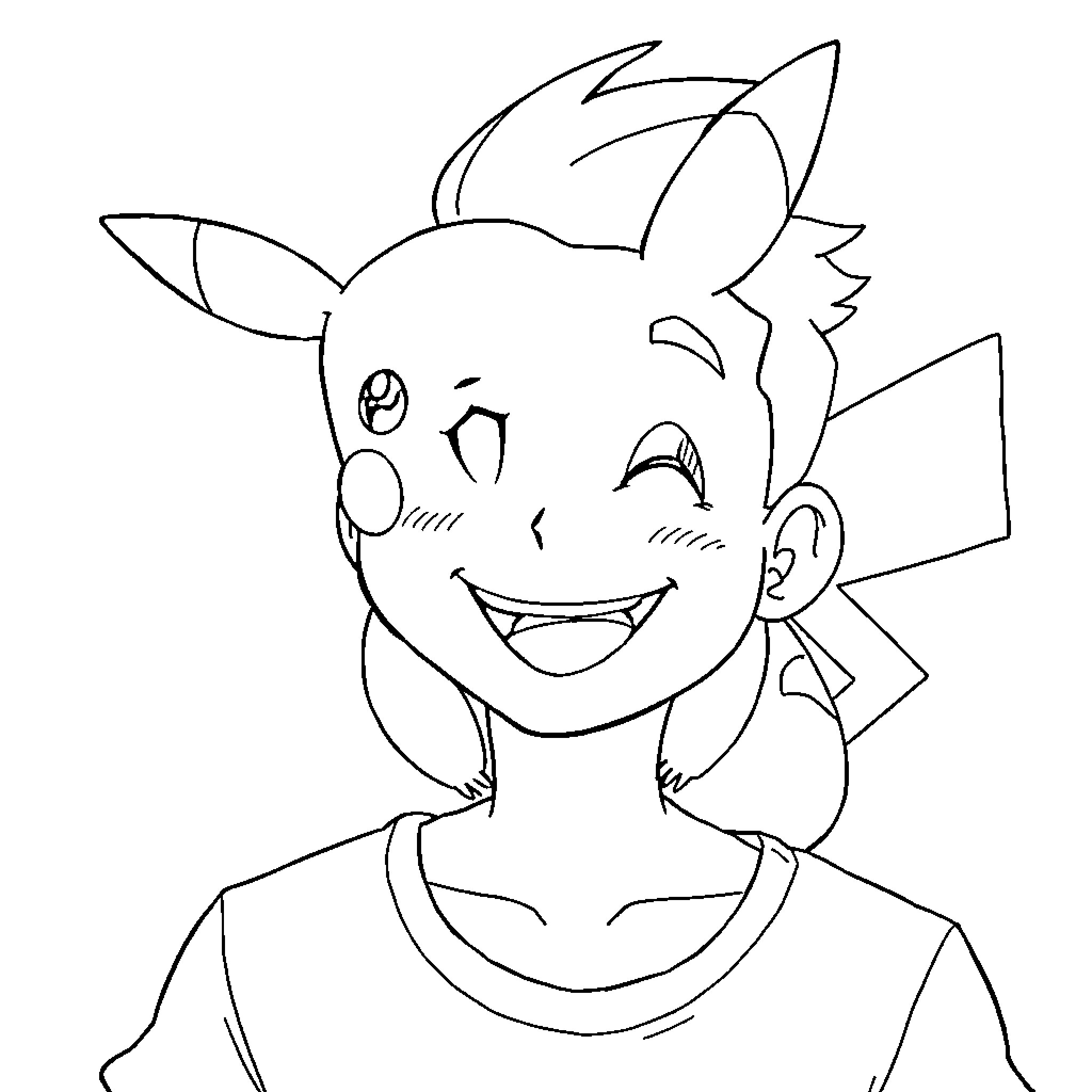 Sacha's happy and playful expression Coloring Page (free black-and-white line drawing printable PDF for all, from beginners to advanced learners, including children, teens, adults, and seniors)