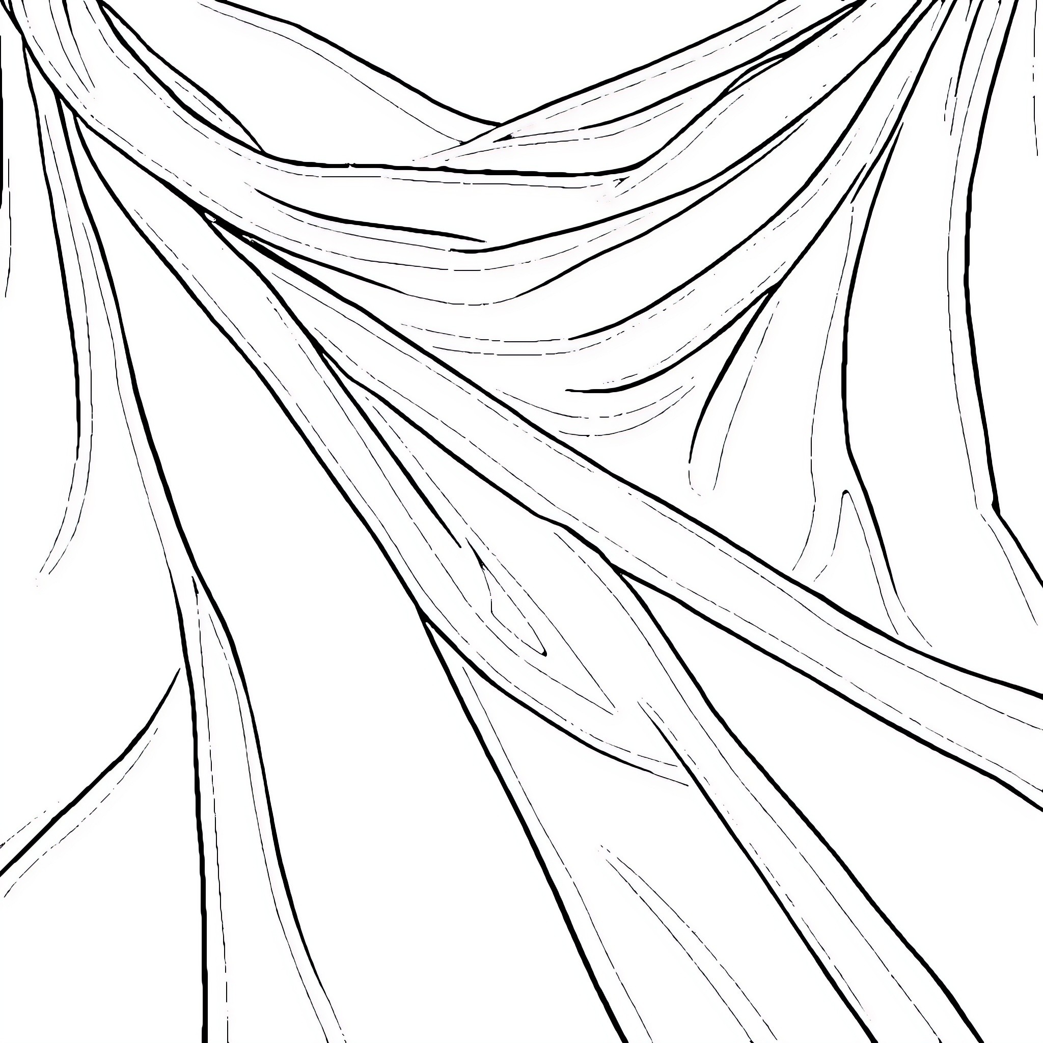 Velvet Drapery of Abstract Shapes Coloring Page (free black-and-white line drawing printable PDF for all, from beginners to advanced learners, including children, teens, adults, and seniors)