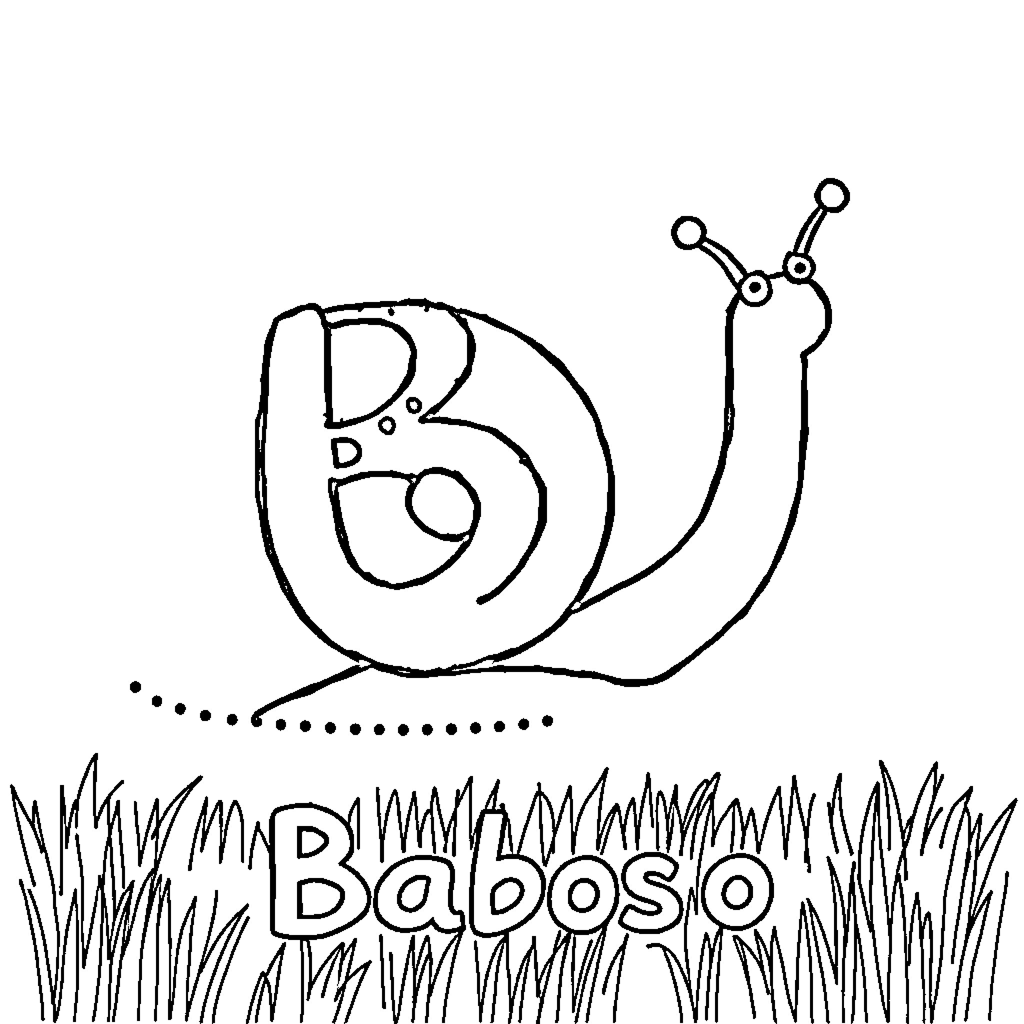 Letter from Baboso the Snail Coloring Page (free black-and-white line drawing printable PDF for all, from beginners to advanced learners, including children, teens, adults, and seniors)