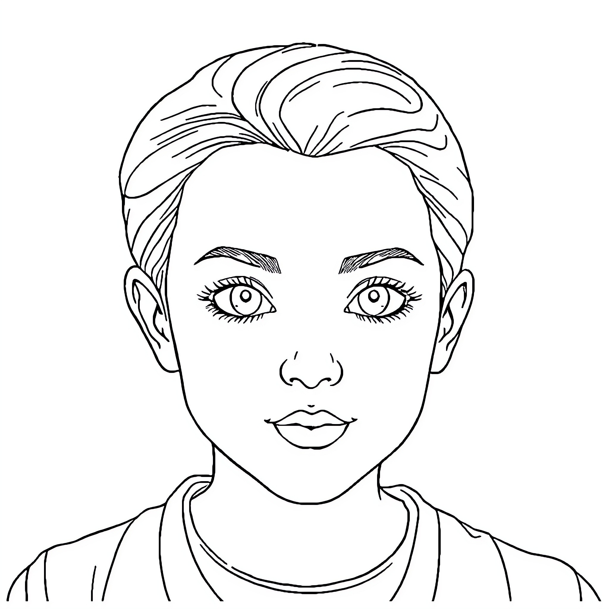 Child with Striking Expression Coloring Page (free black-and-white line drawing printable PDF for all, from beginners to advanced learners, including children, teens, adults, and seniors)