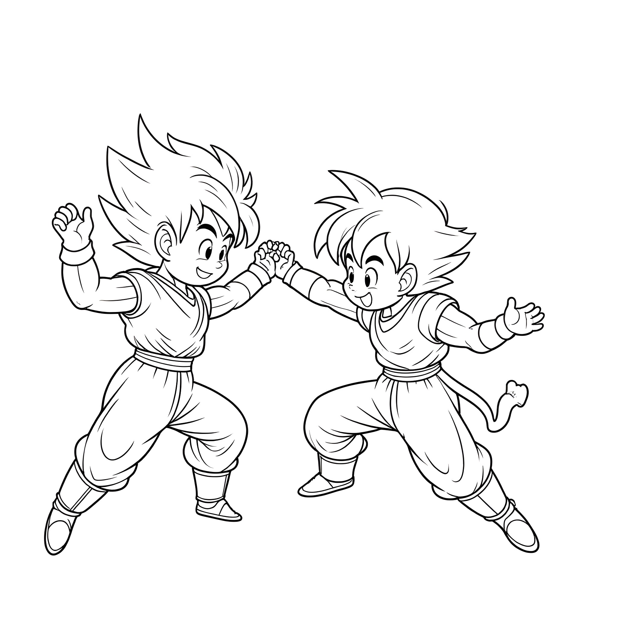 Bluey playing energetically with friend Coloring Page (free black-and-white line drawing printable PDF for all, from beginners to advanced learners, including children, teens, adults, and seniors)