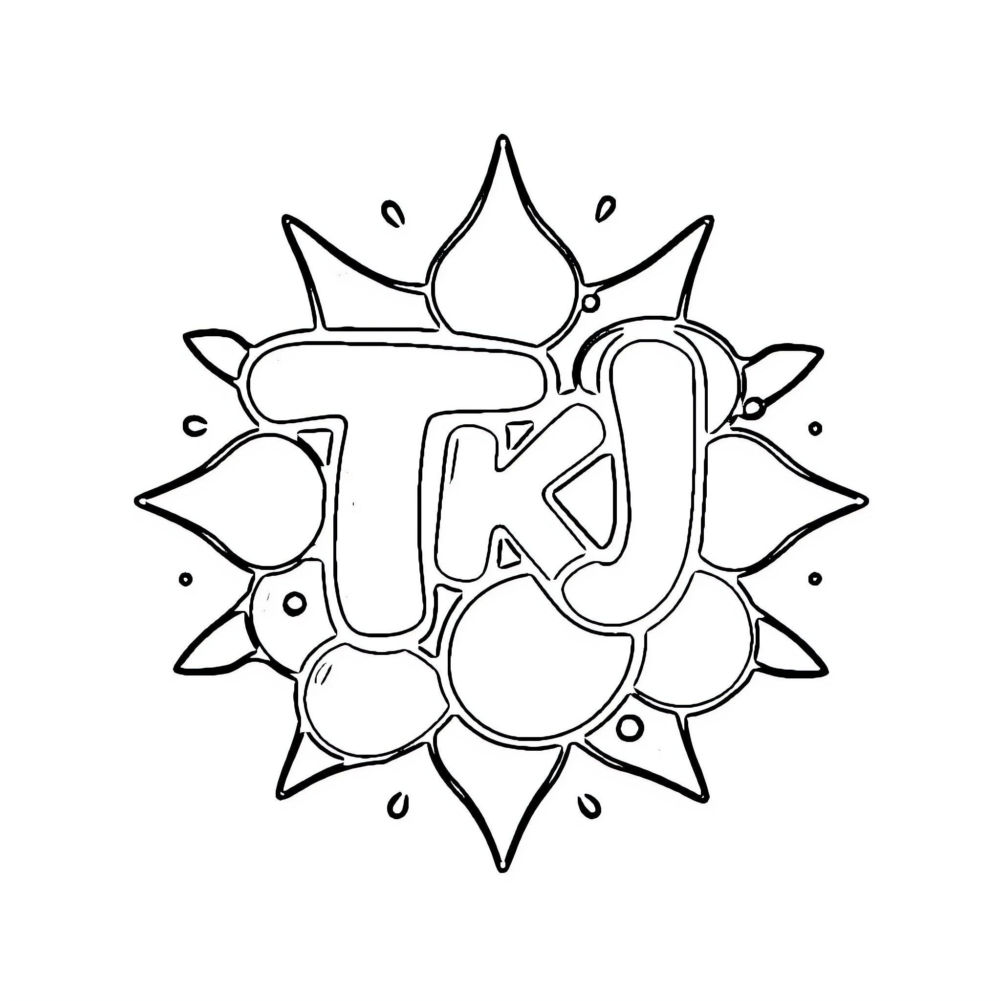 TKJ Stylized Graphic Design Coloring Page (free black-and-white line drawing printable PDF for all, from beginners to advanced learners, including children, teens, adults, and seniors)
