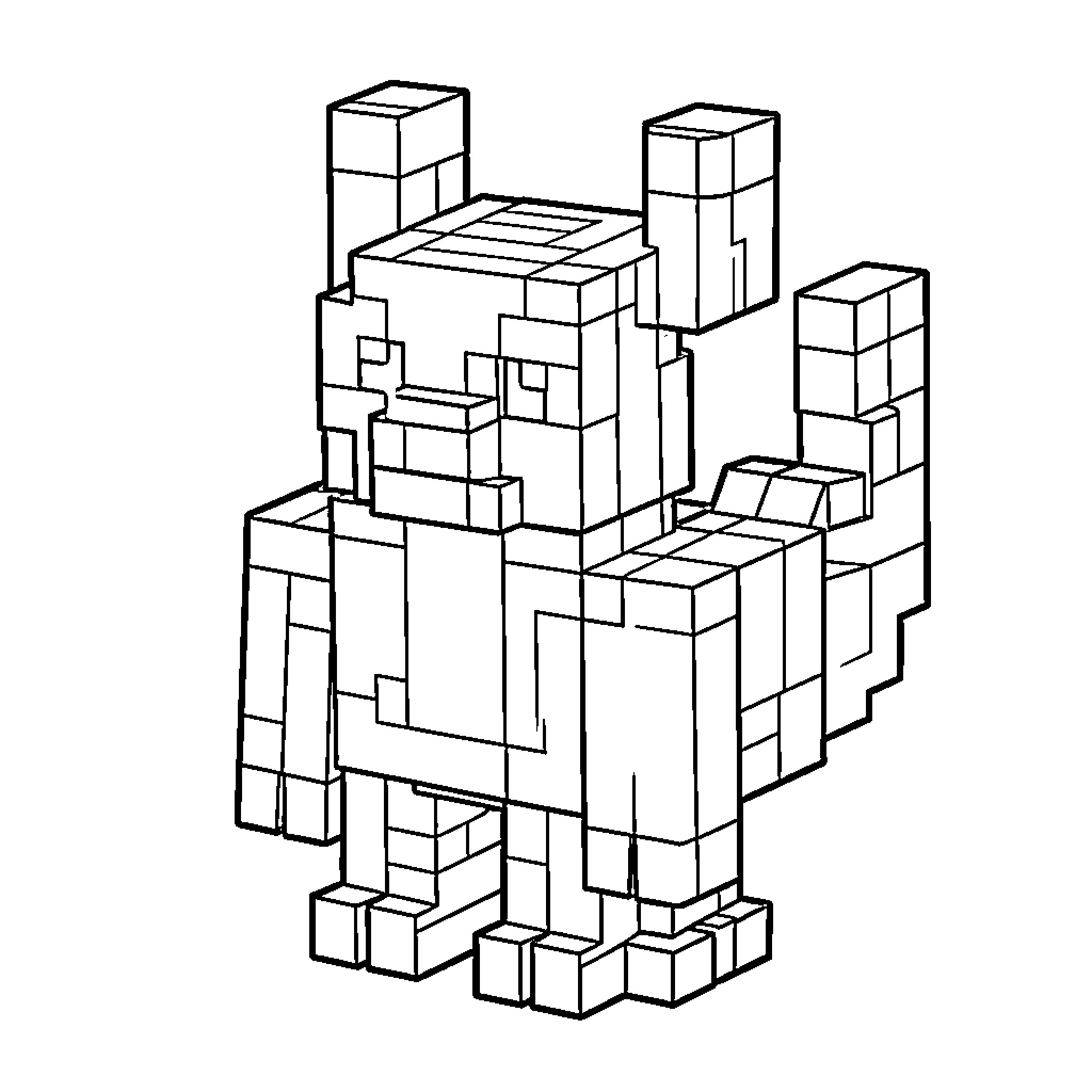 Dracofeu stylized blocky character standing in a pose Coloring Page (free black-and-white line drawing printable PDF for all, from beginners to advanced learners, including children, teens, adults, and seniors)