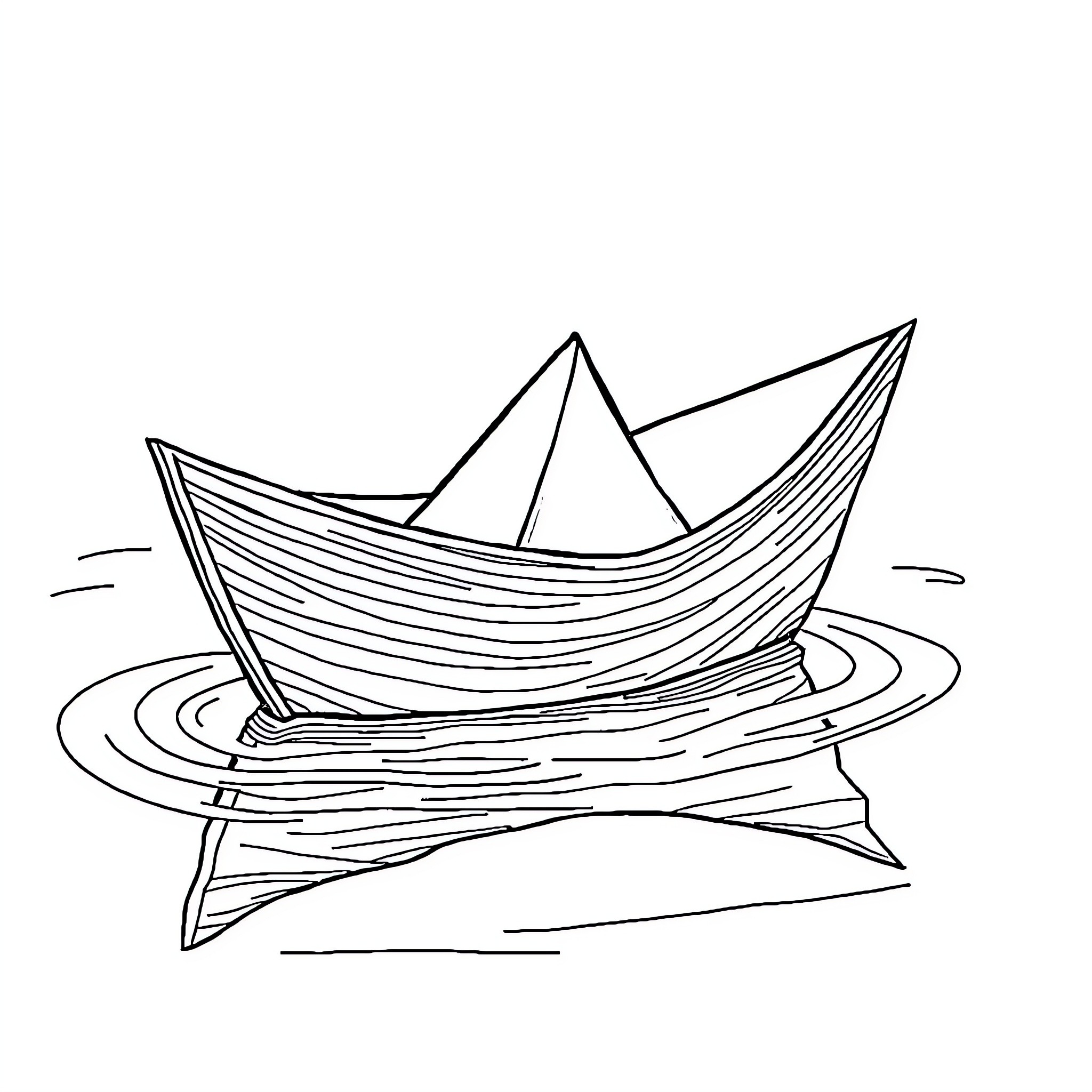Boat sailing on rippling waters Coloring Page (free black-and-white line drawing printable PDF for all, from beginners to advanced learners, including children, teens, adults, and seniors)